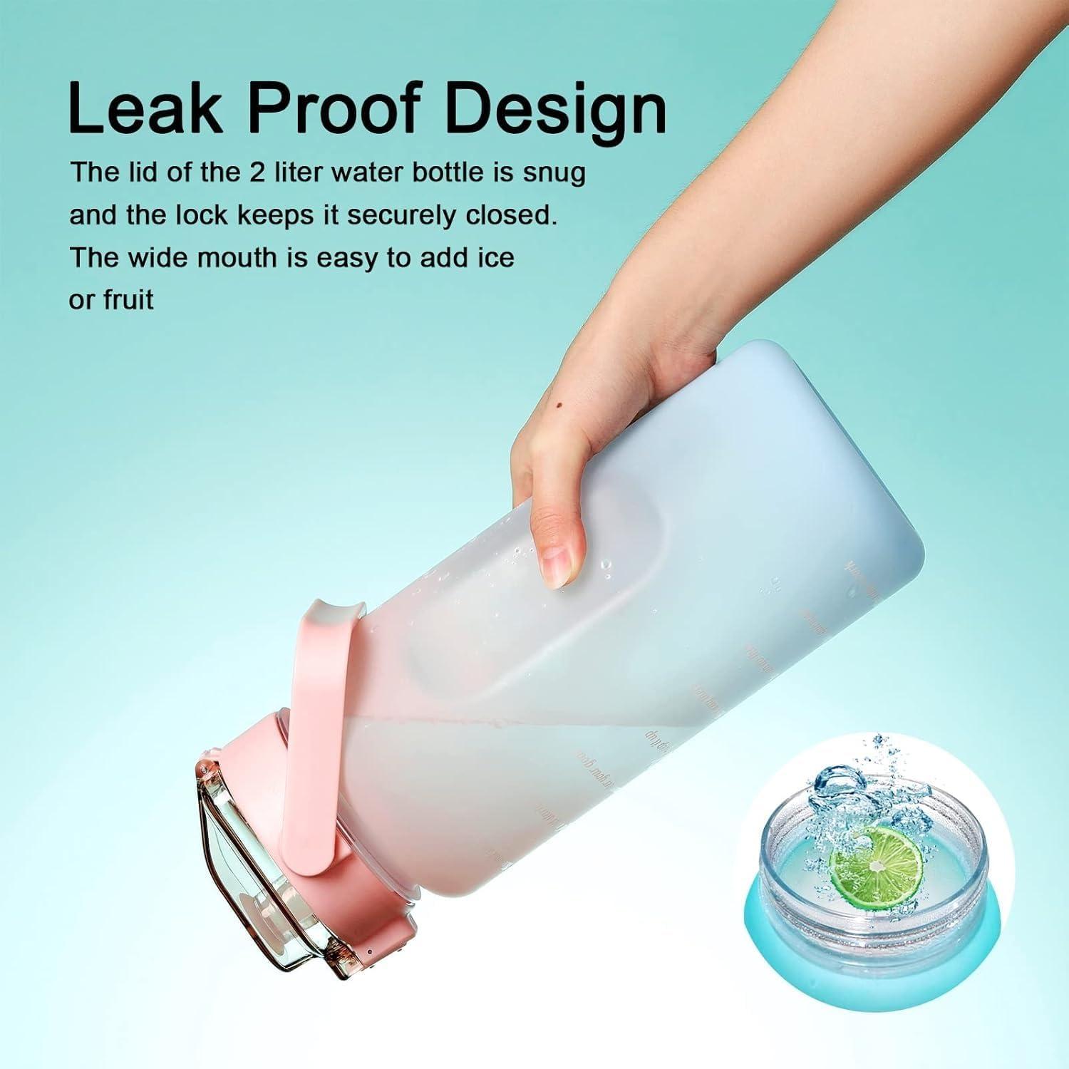 Botella de Agua Motivacional 1.89L Genérica Rosa-Azul BPA Libre