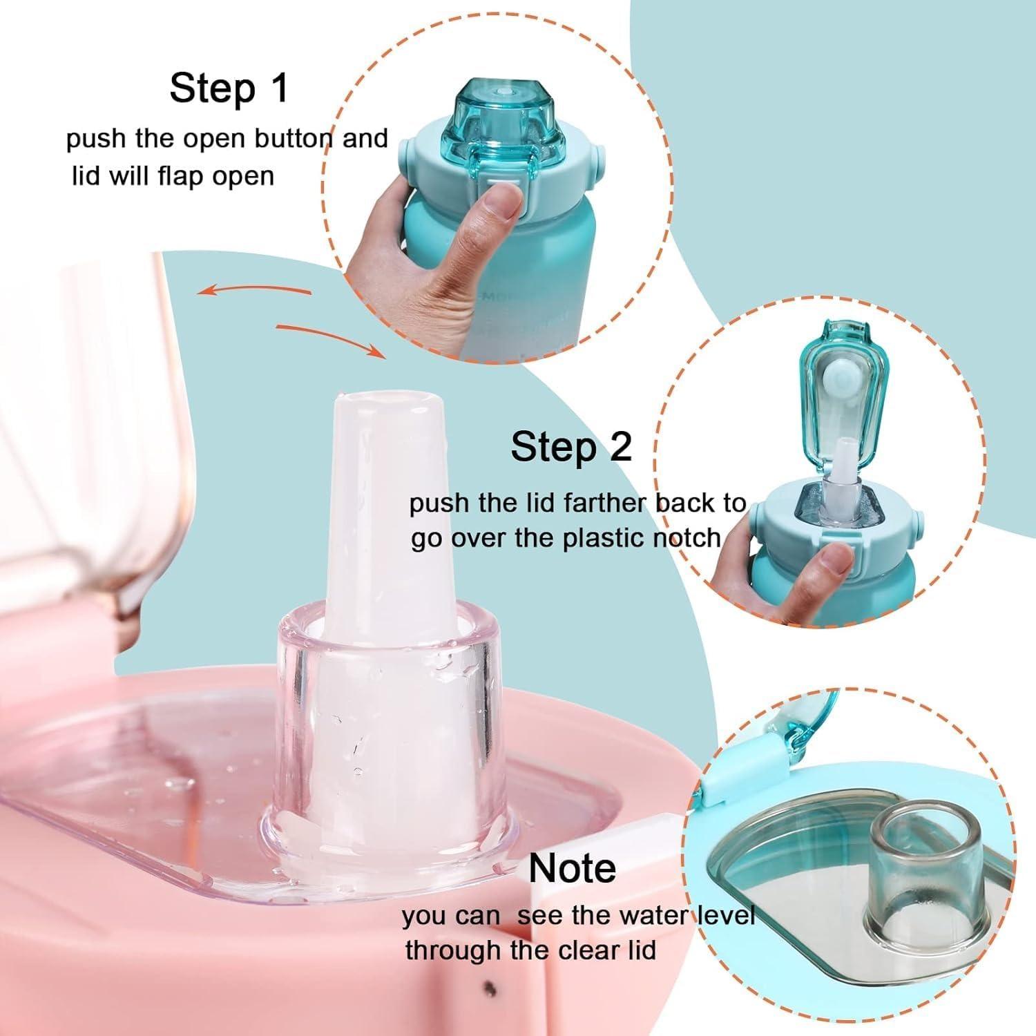 Botella de Agua Motivacional 1.89L Genérica Rosa-Azul BPA Libre