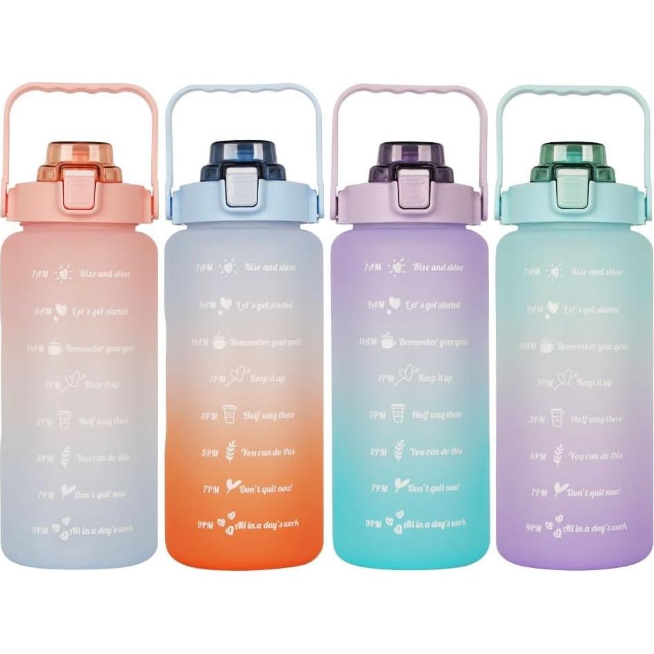 Botella de Agua Motivacional 1.89L Genérica Rosa-Azul BPA Libre