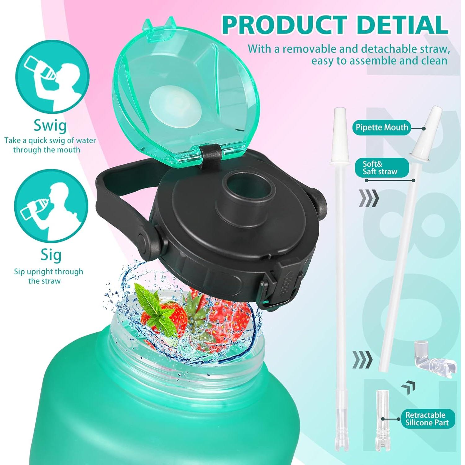 Botella de Agua ZOMAKE 3.78 L con Pajilla y Marcador de Tiempo