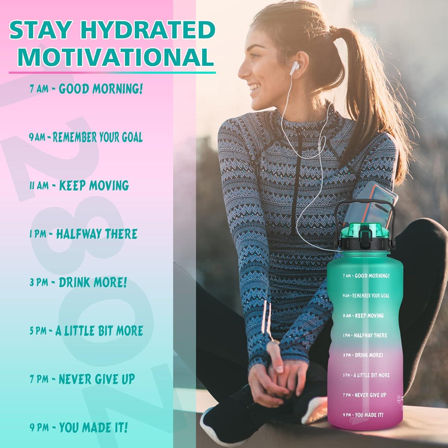 Botella de Agua ZOMAKE 3.78 L con Pajilla y Marcador de Tiempo