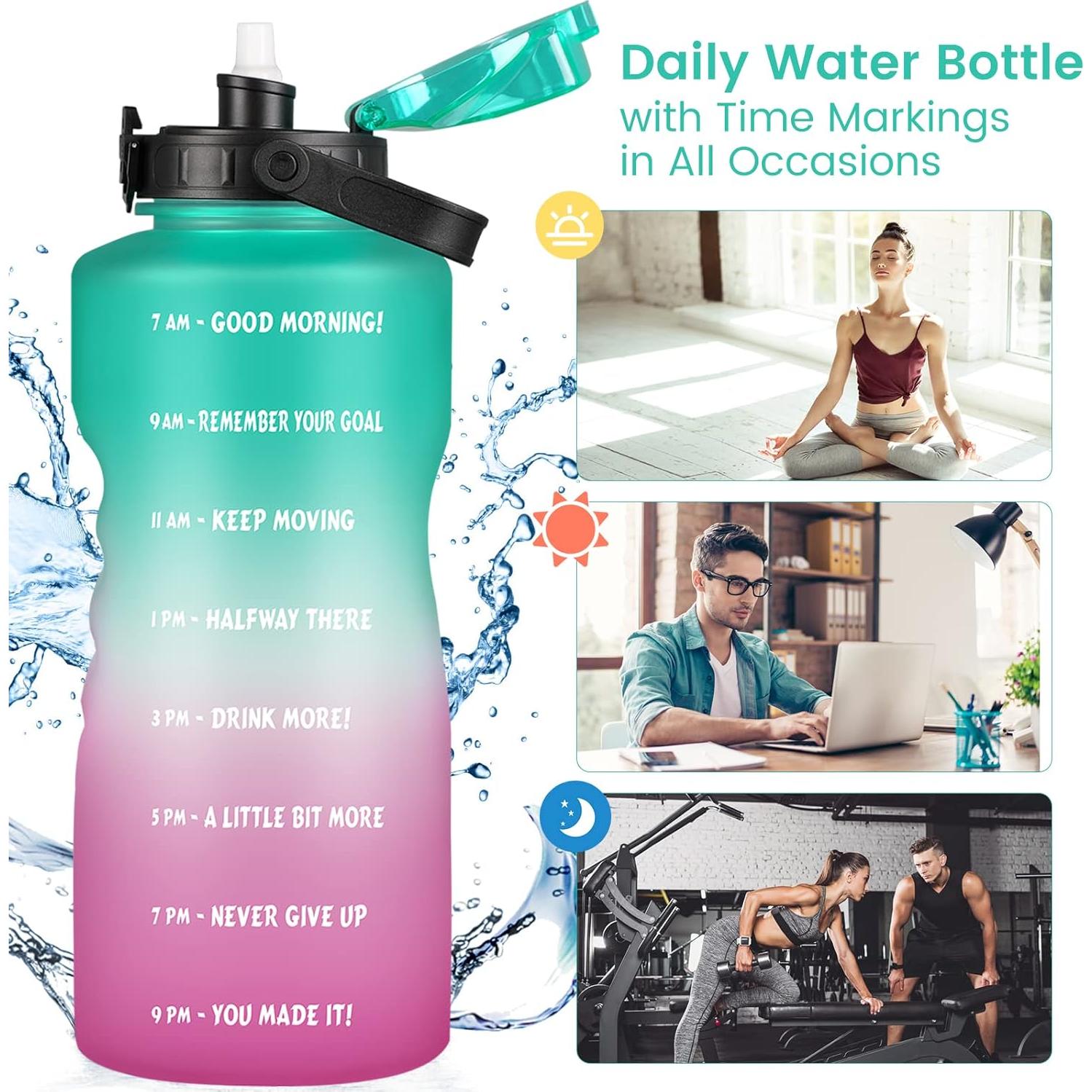 Botella de Agua ZOMAKE 3.78 L con Pajilla y Marcador de Tiempo