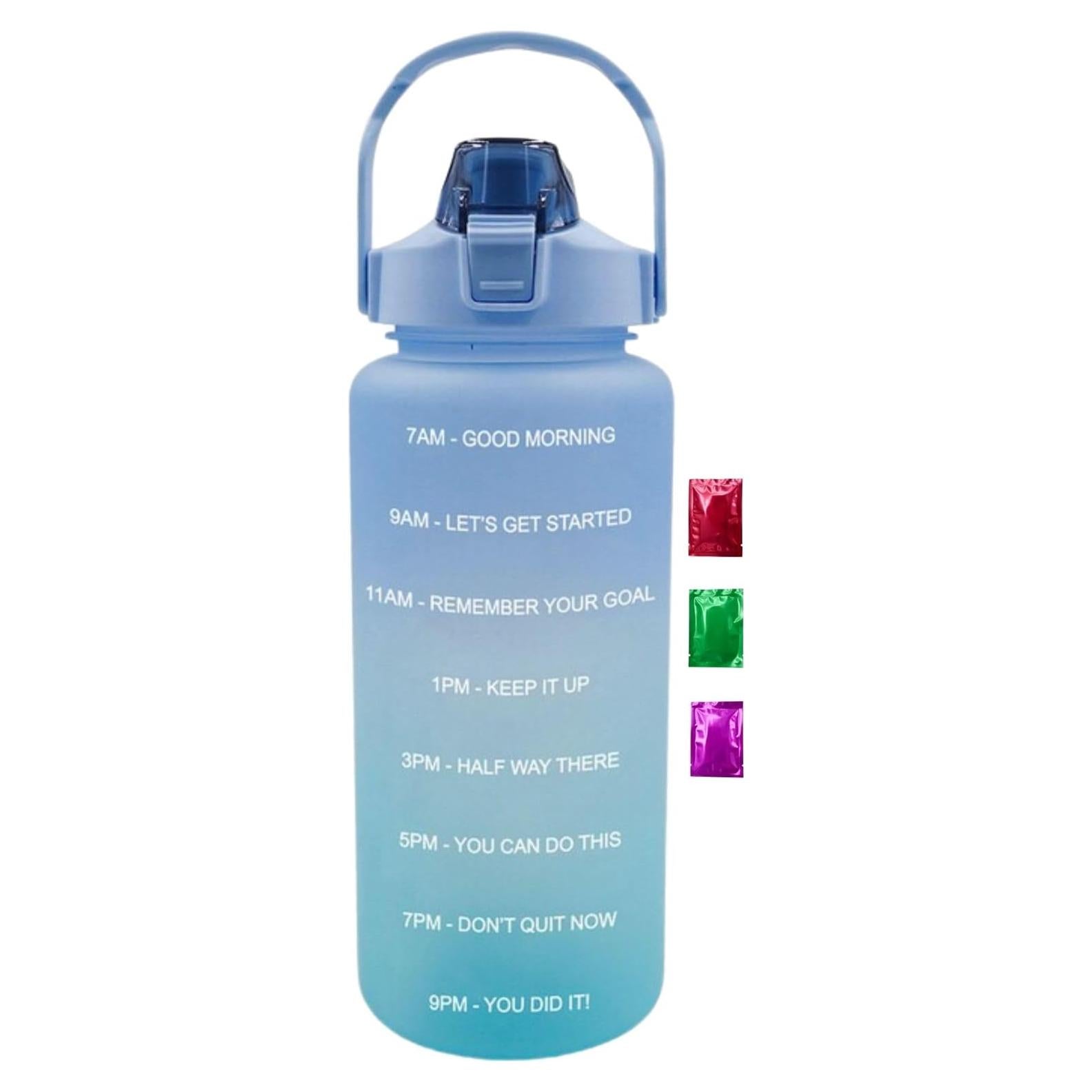 Botella de Agua Motivacional 64 Oz Genérica Azul Ombre