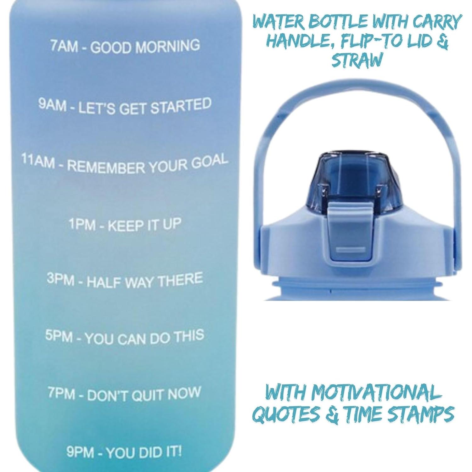 Botella de Agua Motivacional 64 Oz Genérica Azul Ombre