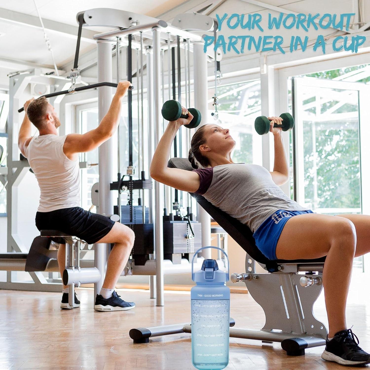 Botella de Agua Motivacional 64 Oz Genérica Azul Ombre