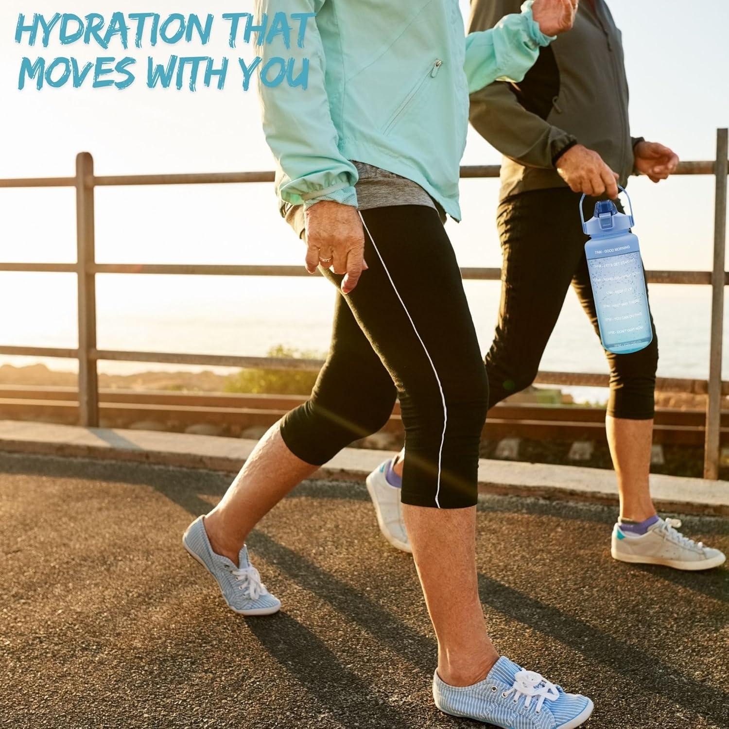 Botella de Agua Motivacional 64 Oz Genérica Azul Ombre