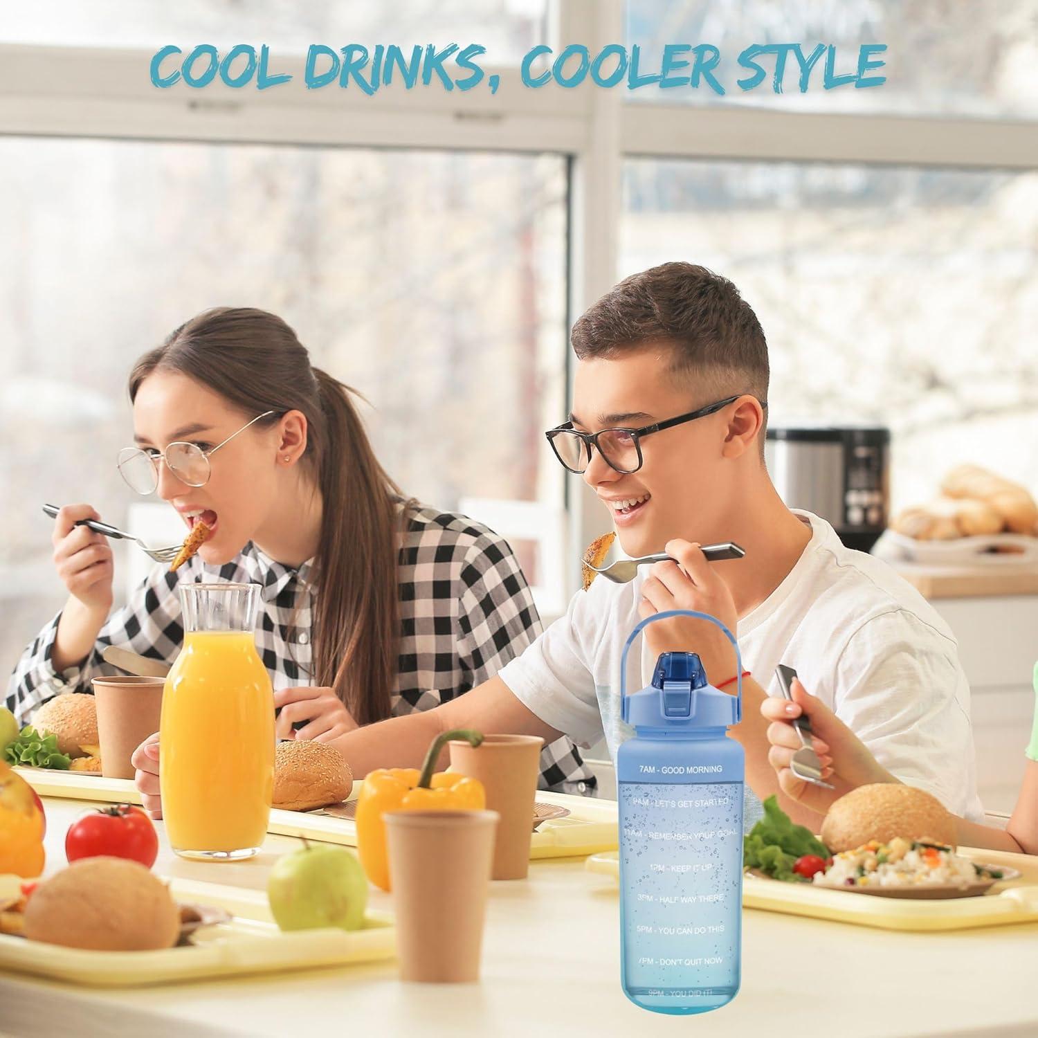 Botella de Agua Motivacional 64 Oz Genérica Azul Ombre