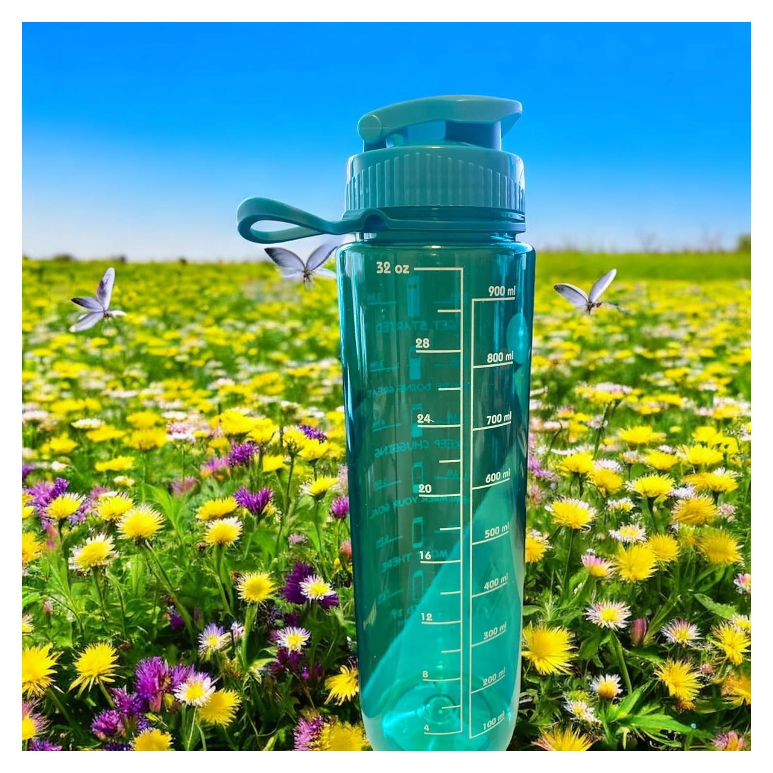 Botella de Agua Motivacional Genérico 0.95 L Verde Azulado