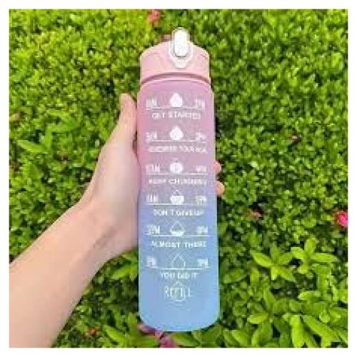 Botella de Agua Motivacional Genérica 900ml Rosa y Azul BPA Free