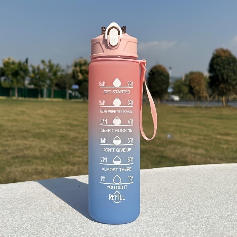 Botella de Agua Motivacional Genérica 900ml Rosa y Azul BPA Free