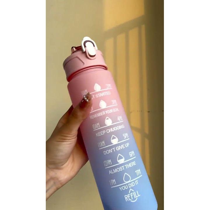 Botella de Agua Motivacional Genérica 900ml Rosa y Azul BPA Free