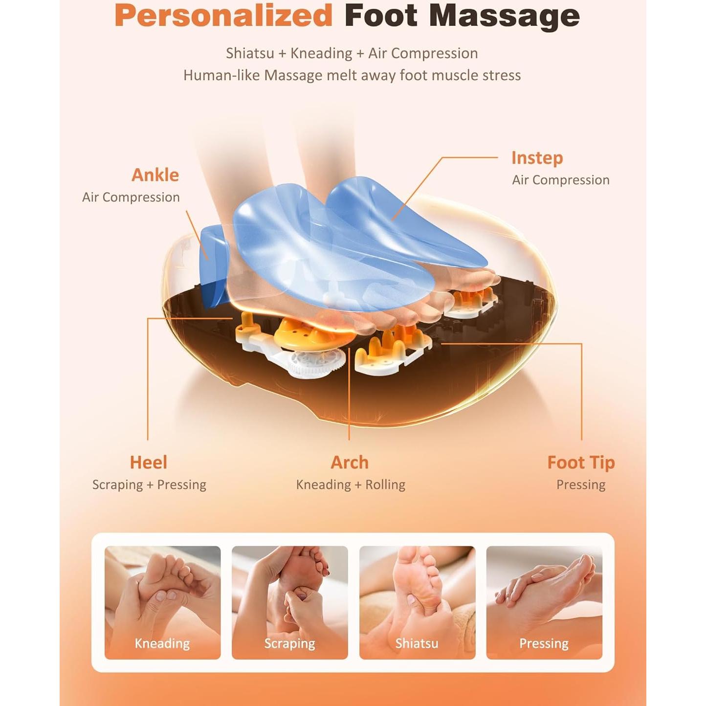 Masajeador de Pies Shiatsu KNQZE KF7 con Calor y Control Remoto