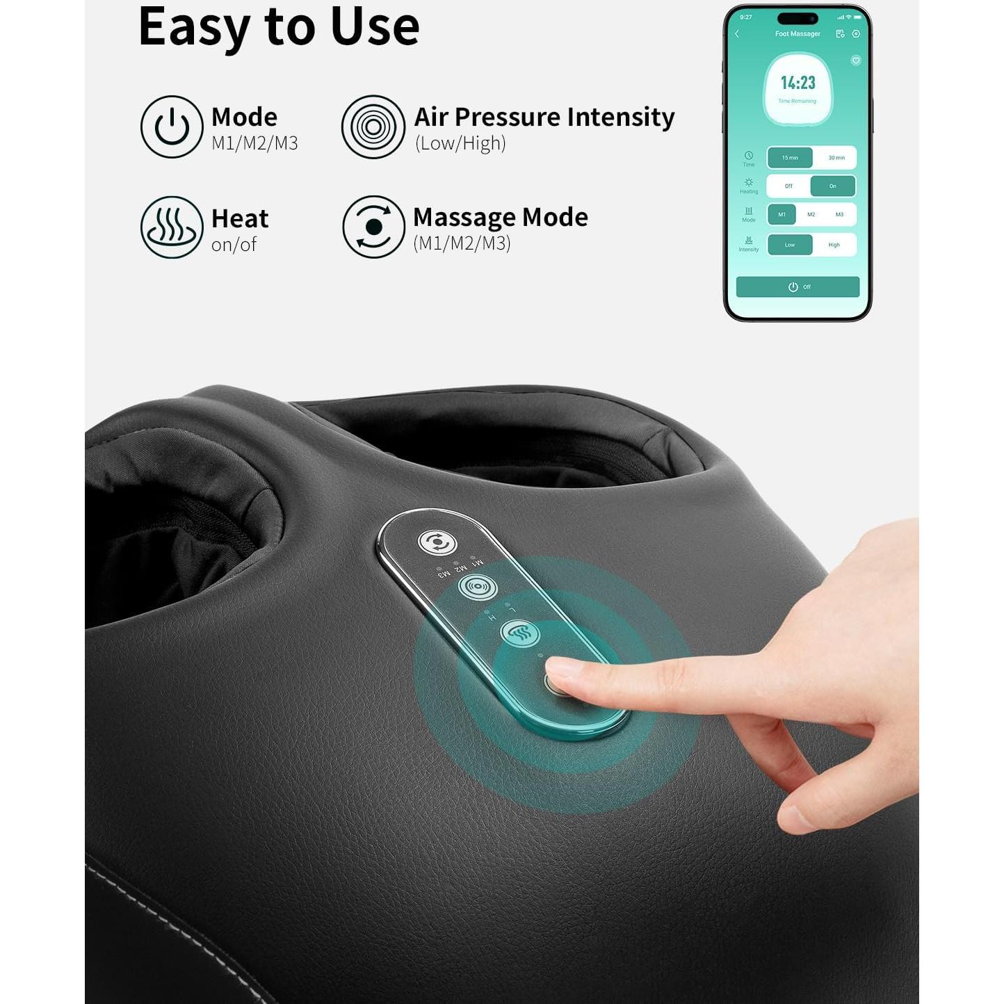 Masajeador de pies Shiatsu Nekteck Pro con calor y App