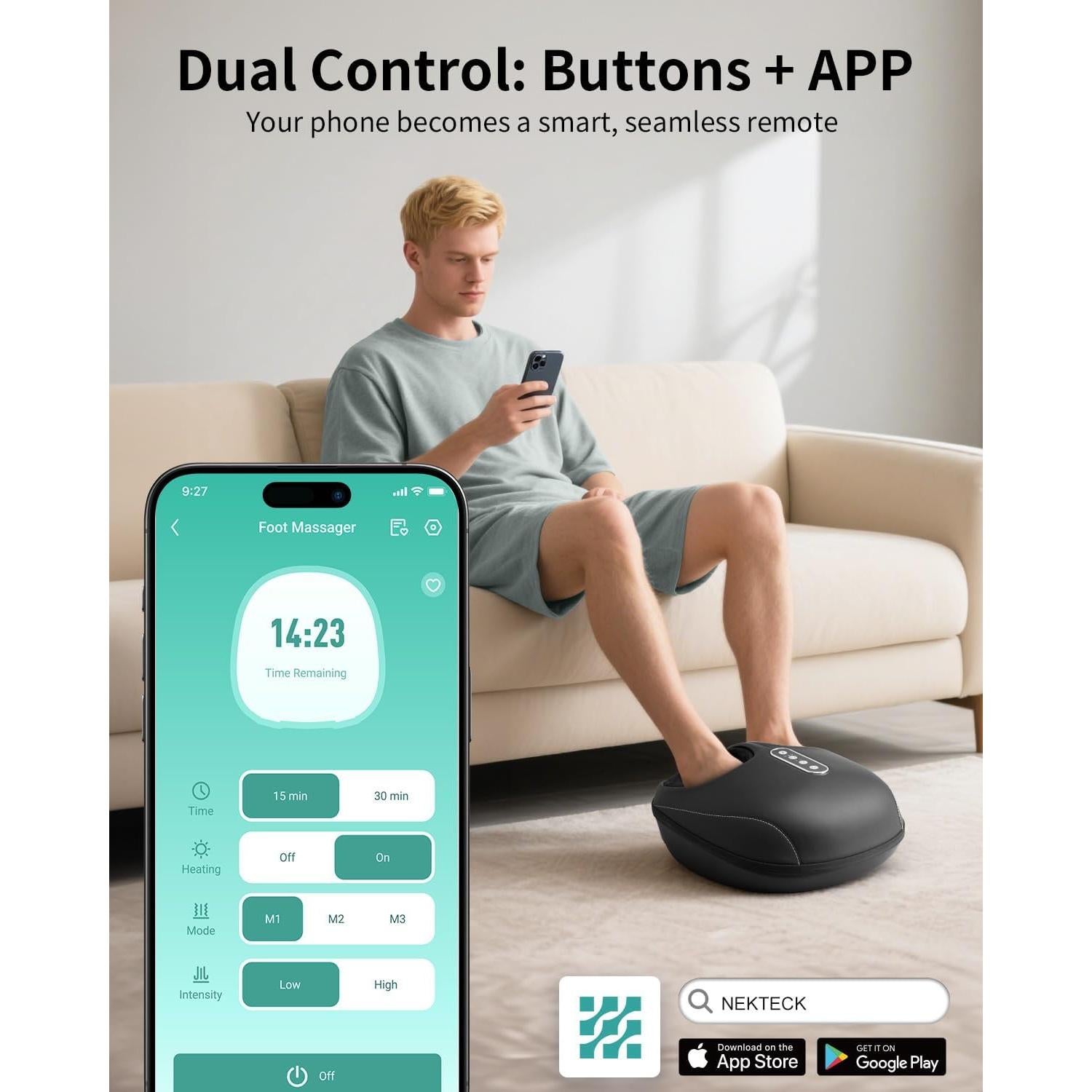 Masajeador de pies Shiatsu Nekteck Pro con calor y App