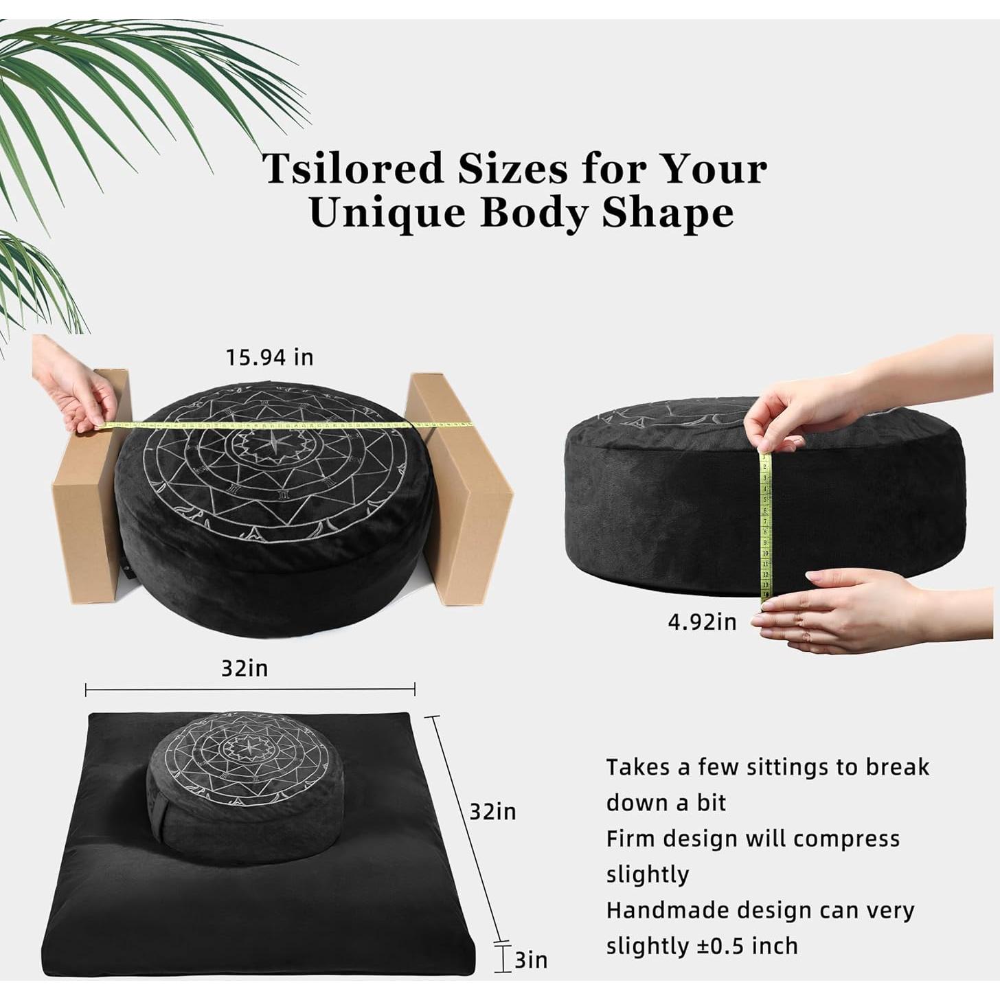 Conjunto de Cojines de Meditación Eliier Zafu y Zabuton Negro