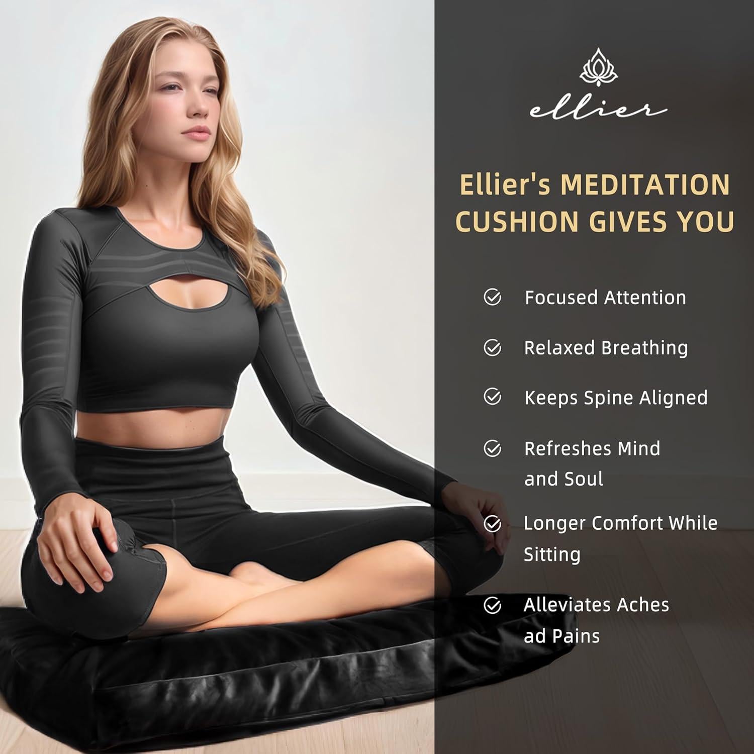 Conjunto de Cojines de Meditación Eliier Zafu y Zabuton Negro
