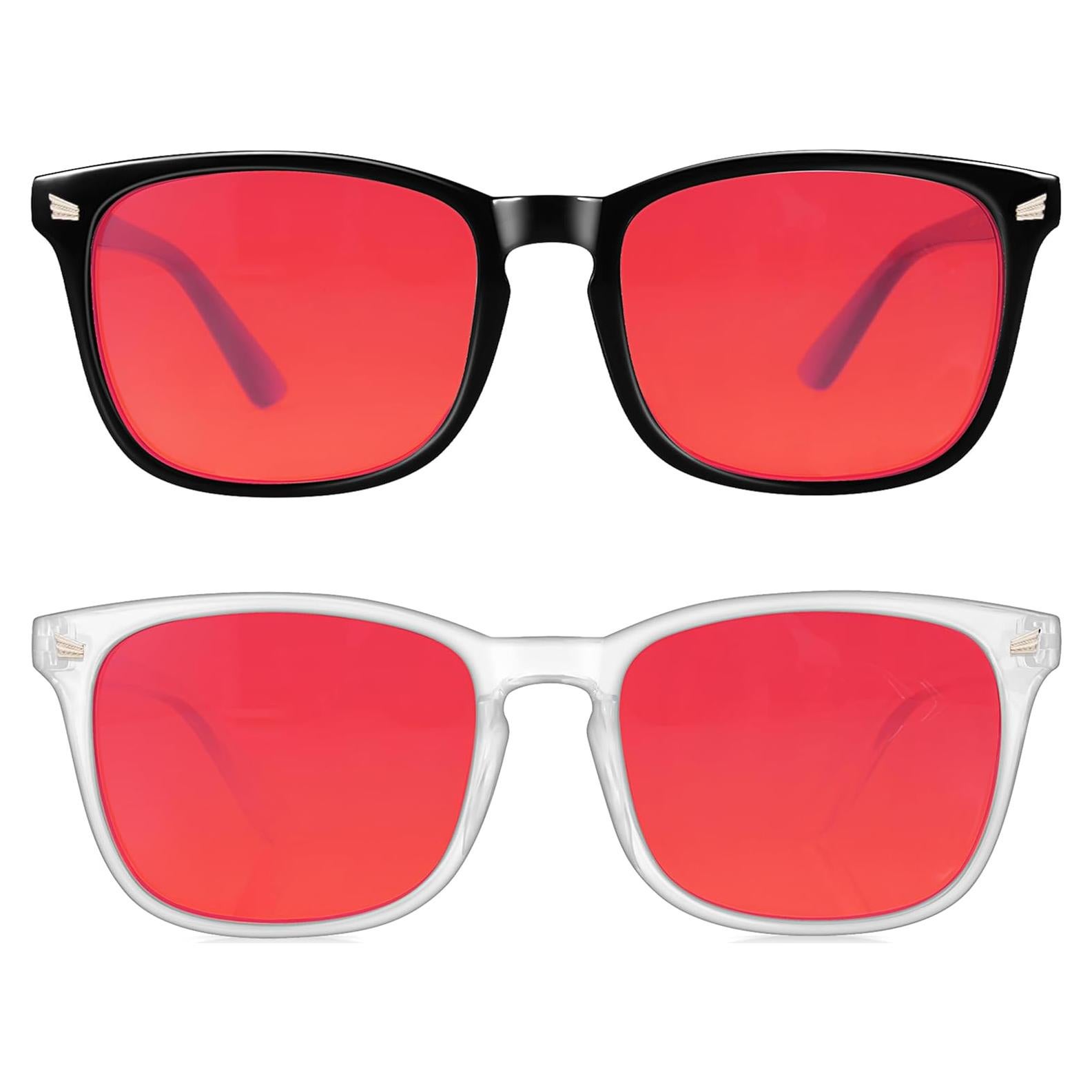 Gafas Vbewo para Dormir y Jugar, Lente Roja, 99.99% Bloqueo Luz Azul