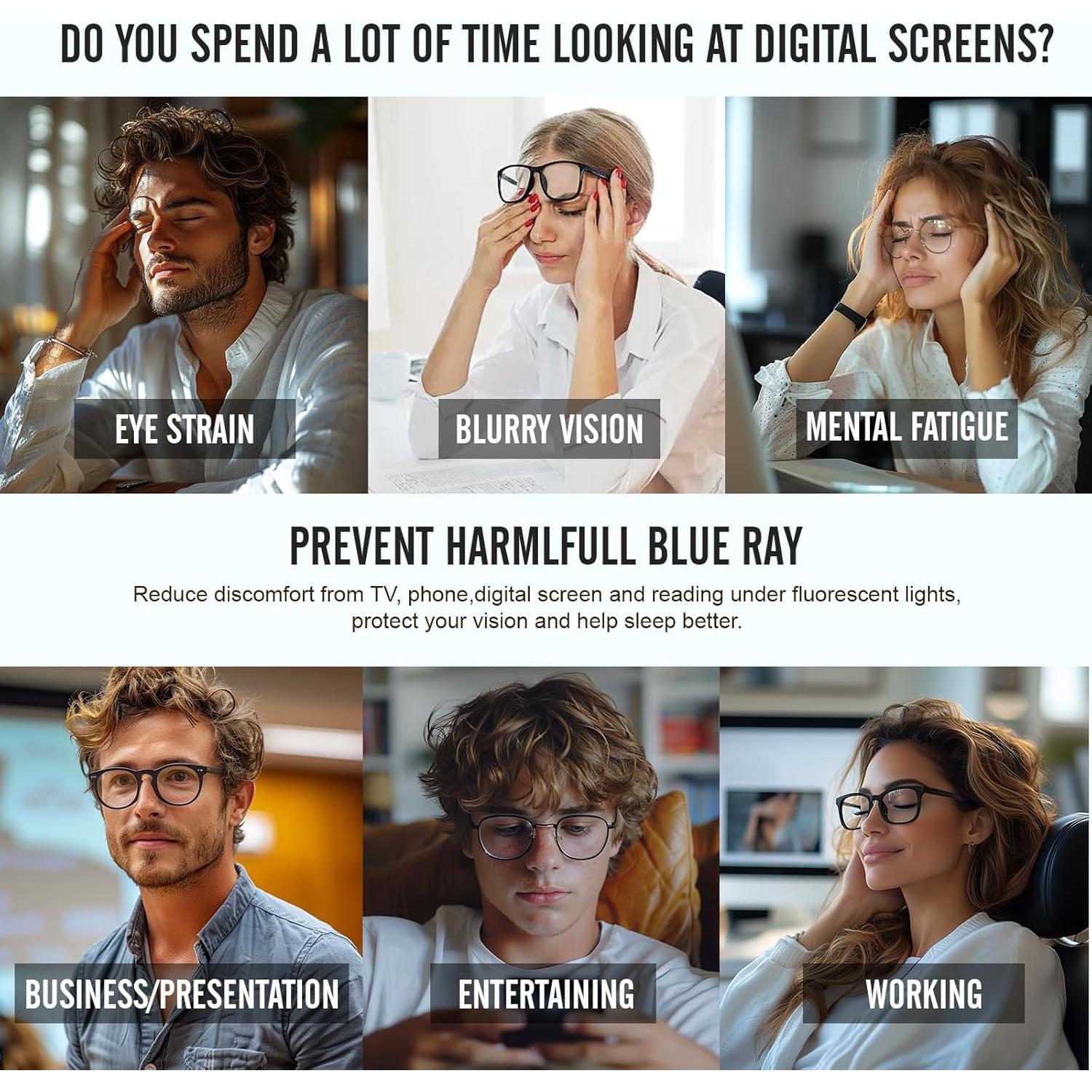 Gafas de Luz Azul UV400 Anti-reflejo para Adultos Unisex
