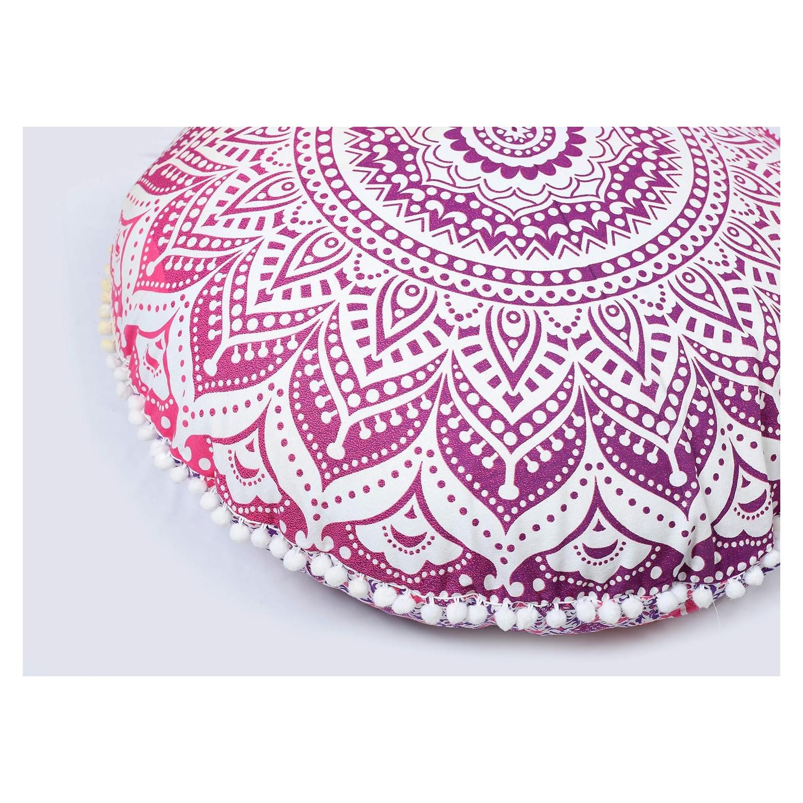 Funda de Cojín Redonda 45 cm Rosa Artesanías Populares