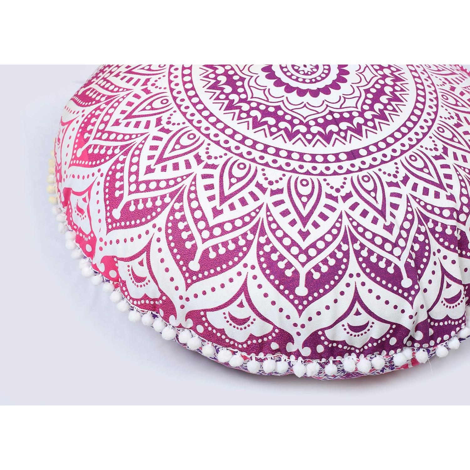 Funda de Cojín Redonda 45 cm Rosa Artesanías Populares