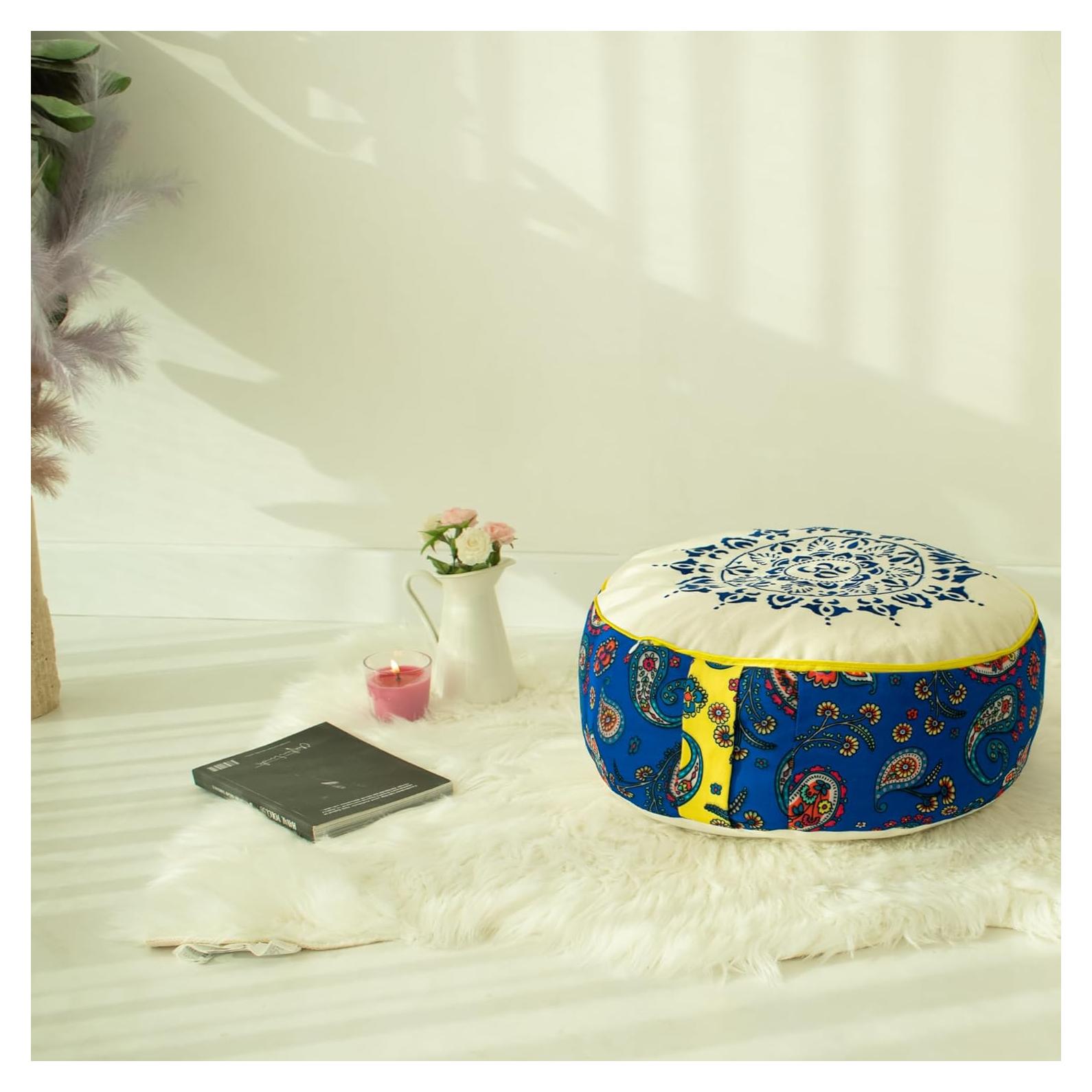 Cojín de Suelo Extra Grande Hecho a Mano Chakras Azul 50 cm
