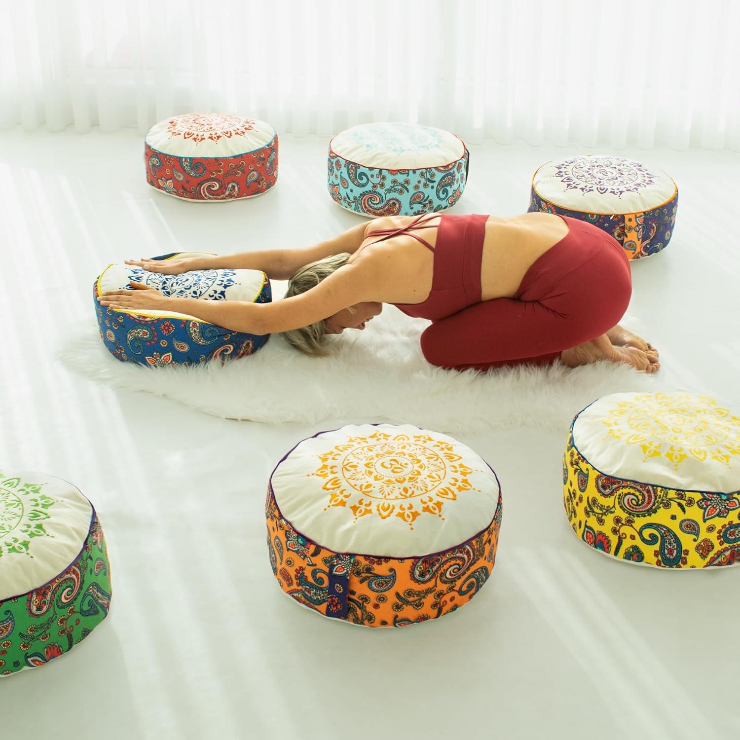 Cojín de Suelo Extra Grande Hecho a Mano Chakras Azul 50 cm