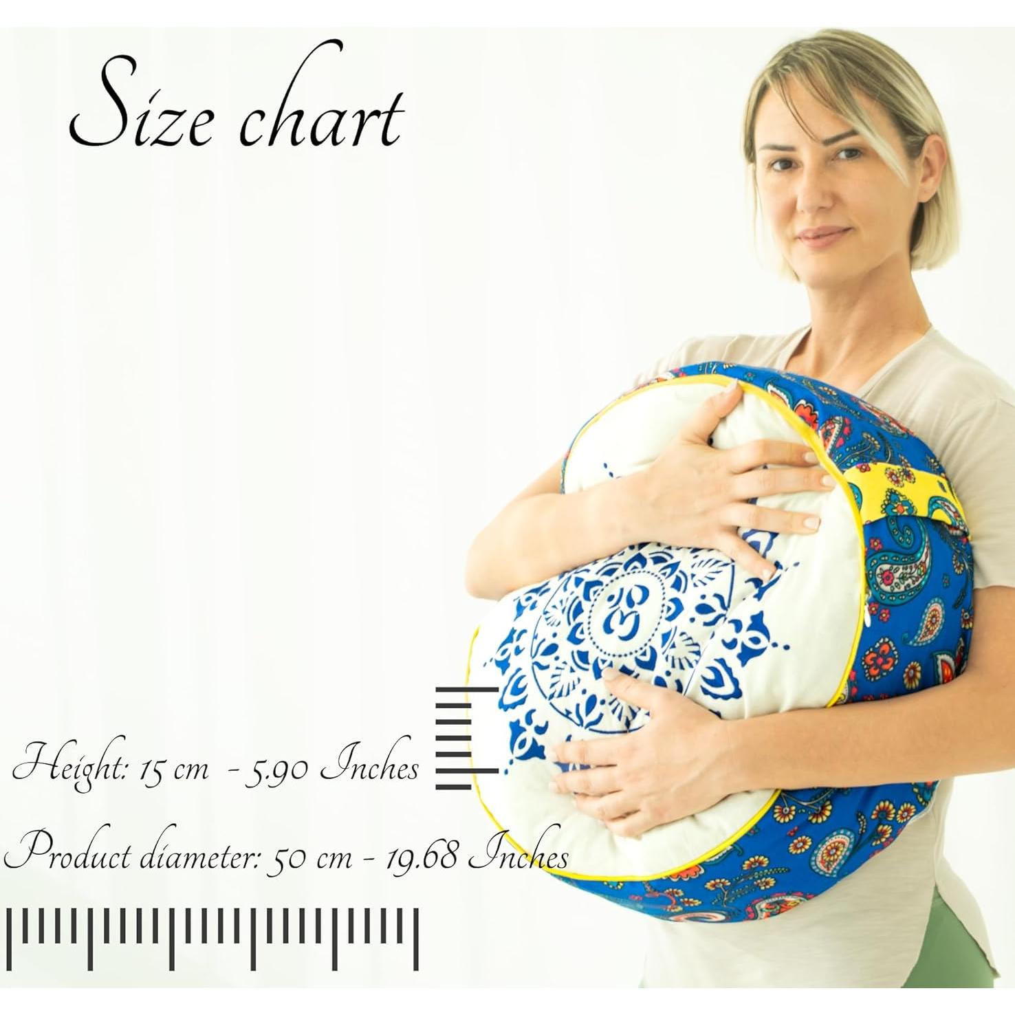 Cojín de Suelo Extra Grande Hecho a Mano Chakras Azul 50 cm