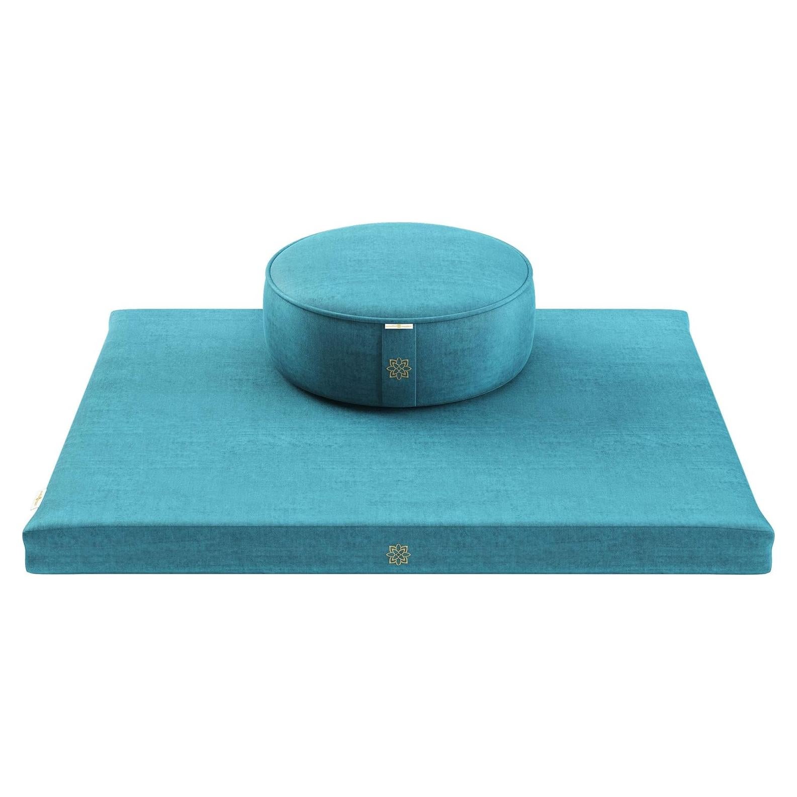 Conjunto de Cojín y Alfombra de Meditación Mindful Modern - Turquesa