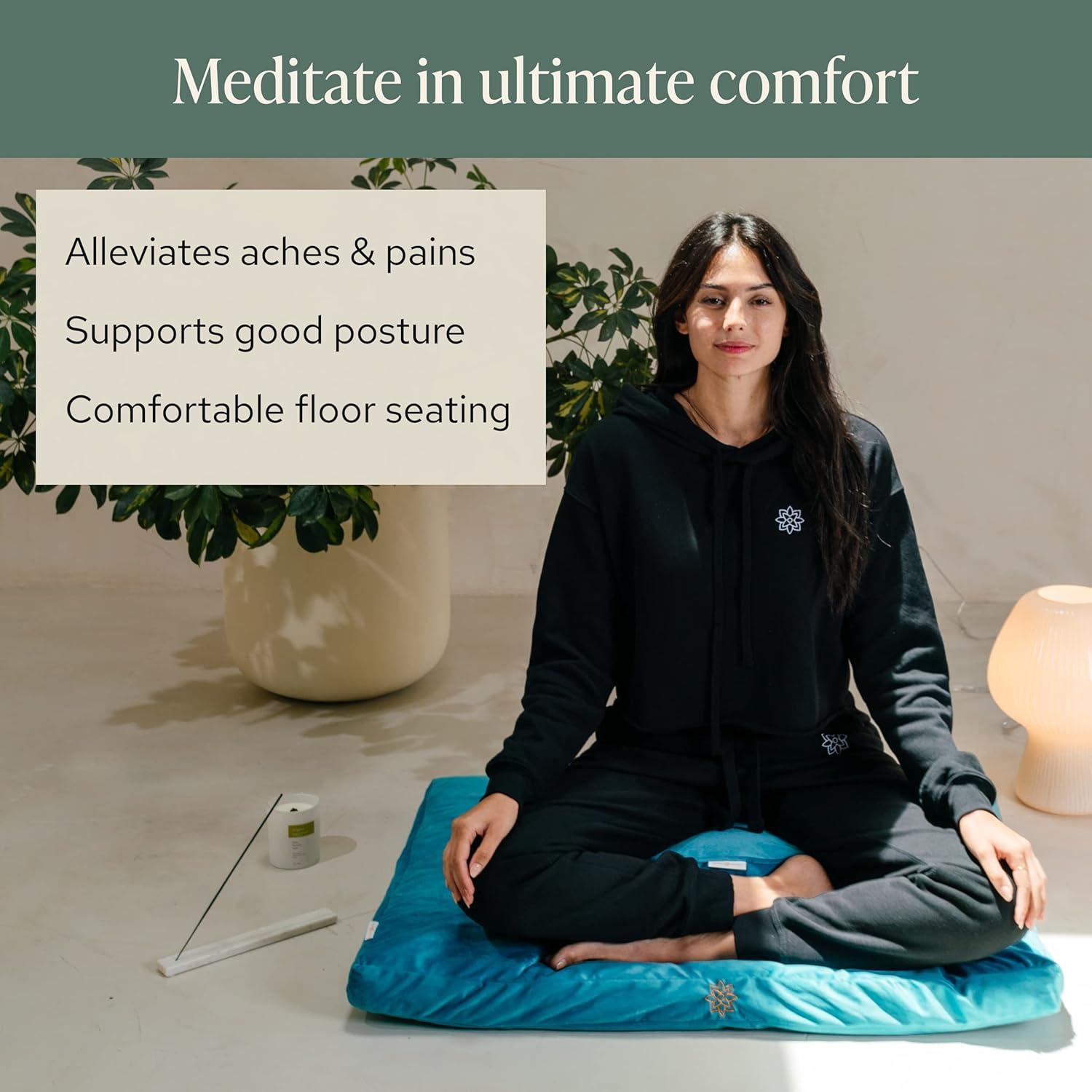 Conjunto de Cojín y Alfombra de Meditación Mindful Modern - Turquesa