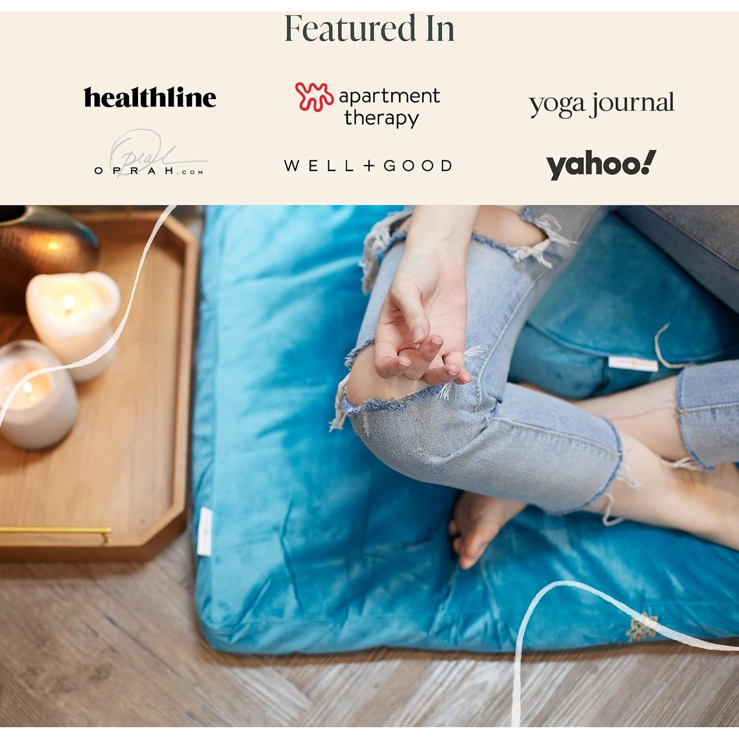 Conjunto de Cojín y Alfombra de Meditación Mindful Modern - Turquesa