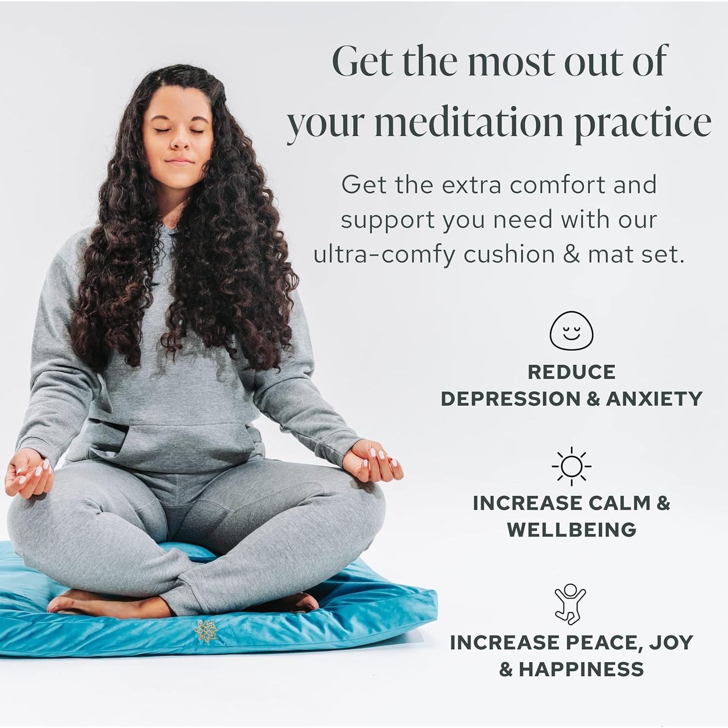 Conjunto de Cojín y Alfombra de Meditación Mindful Modern - Turquesa