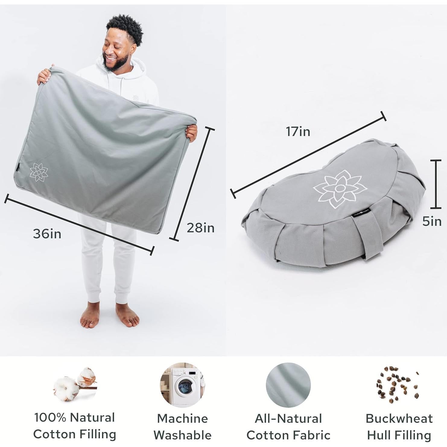 Conjunto de Cojín de Meditación Mindful Modern - Algodón y Trigo Sarraceno