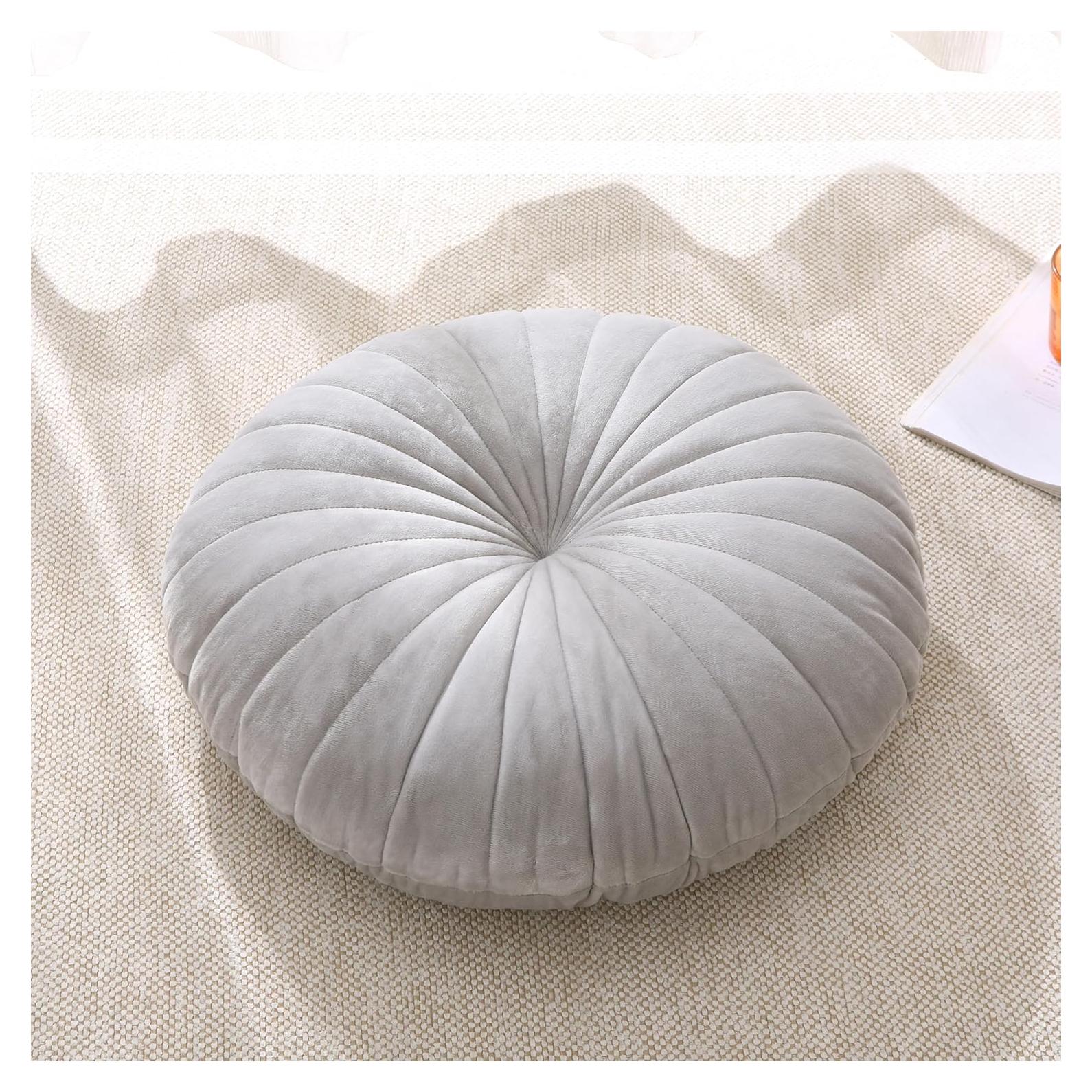 Cojín de Suelo Redondo MolynnChic 45.72cm Terciopelo Gris