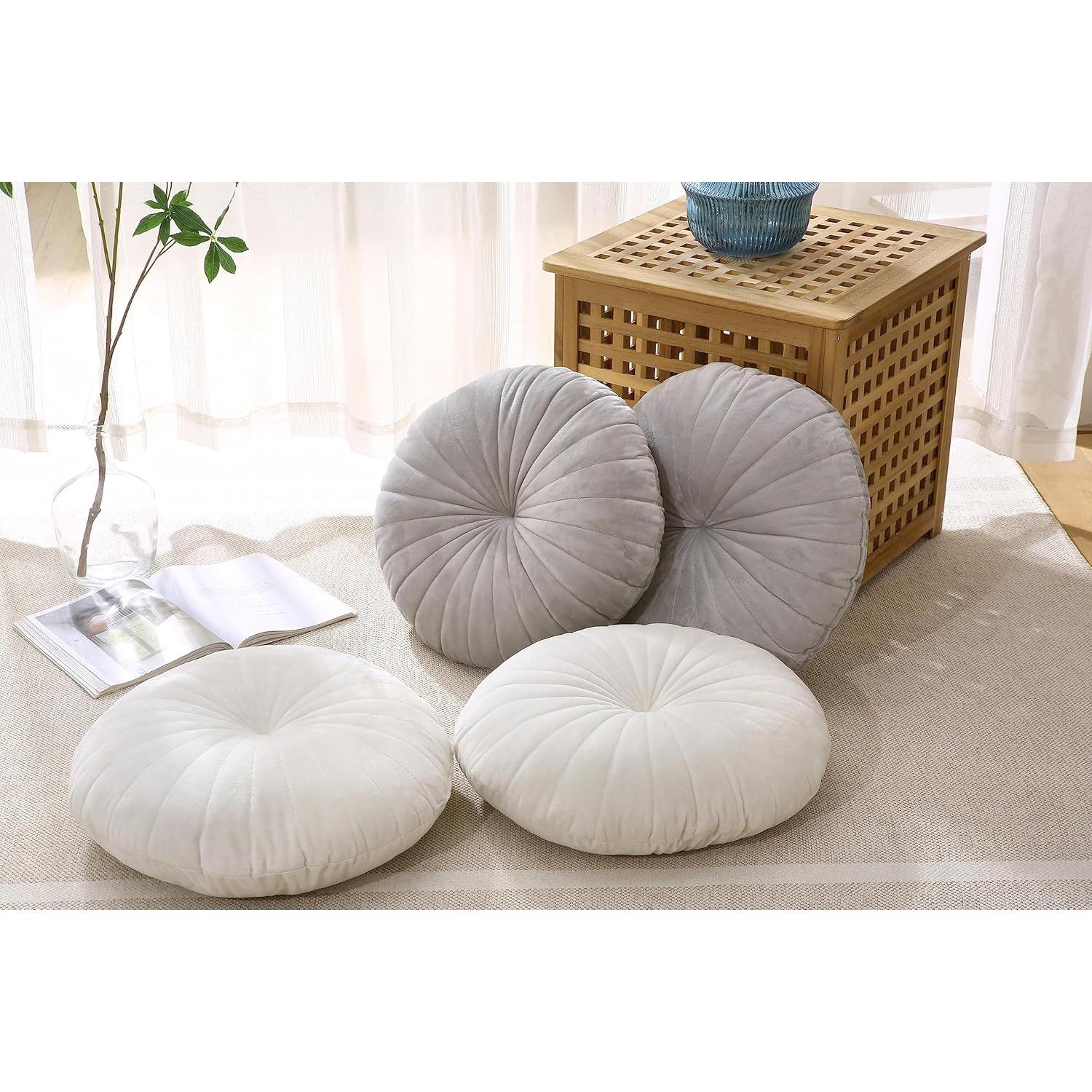 Cojín de Suelo Redondo MolynnChic 45.72cm Terciopelo Gris