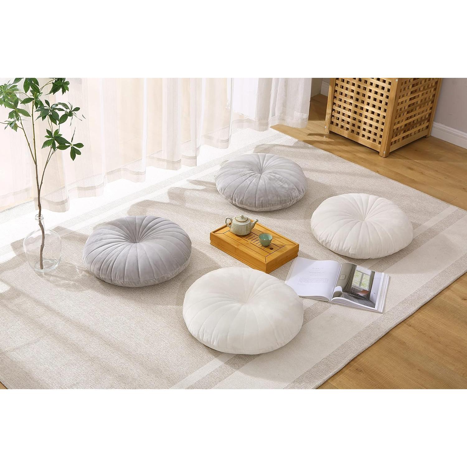 Cojín de Suelo Redondo MolynnChic 45.72cm Terciopelo Gris