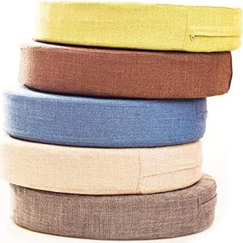 Funda de Cojín Redonda Kelendle 50 cm Lino Beige Desmontable