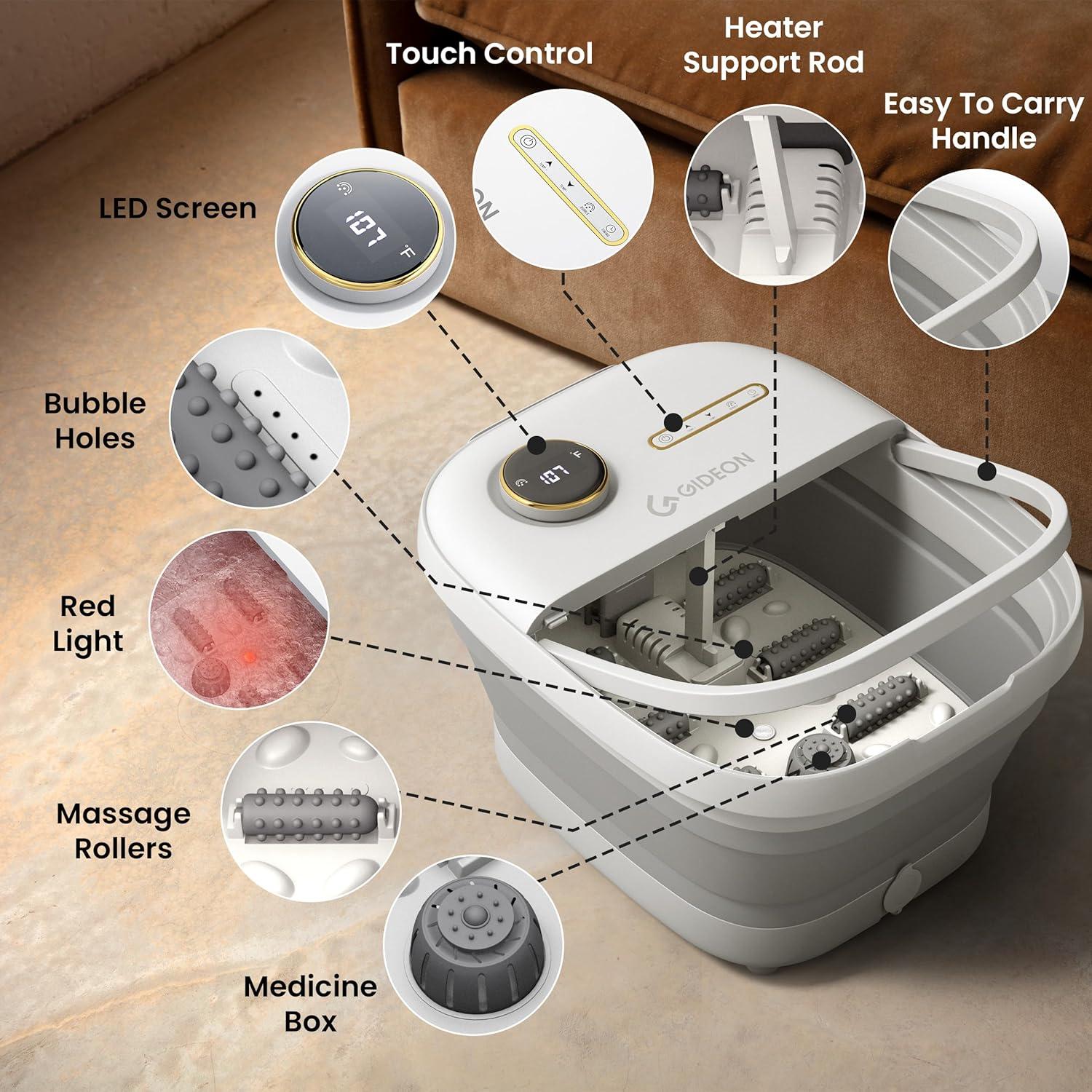 Masajeador de pies Gideon GS-9000 con baño caliente y burbujas