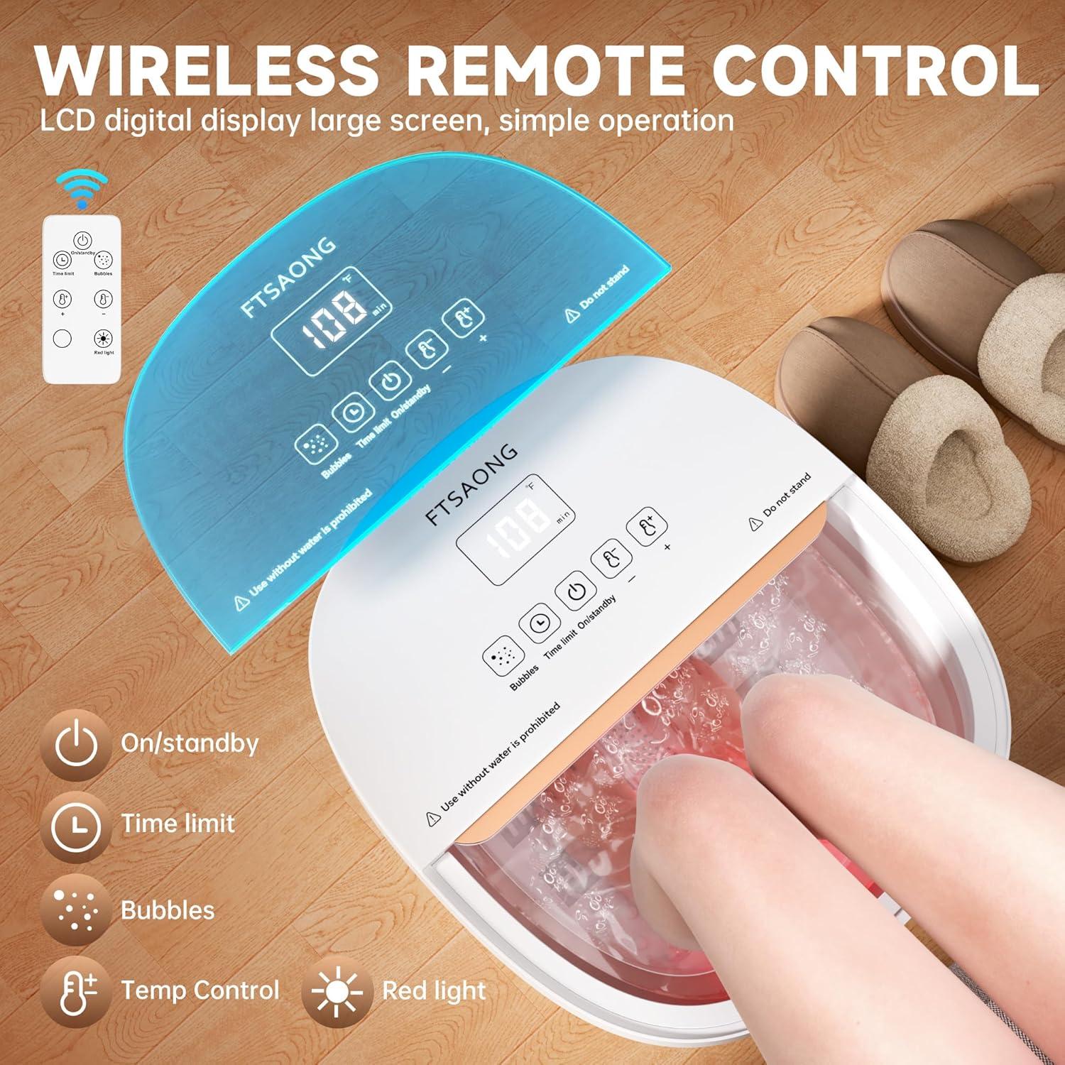 Masajeador de pies colapsable FTSAONG con calor y burbujas