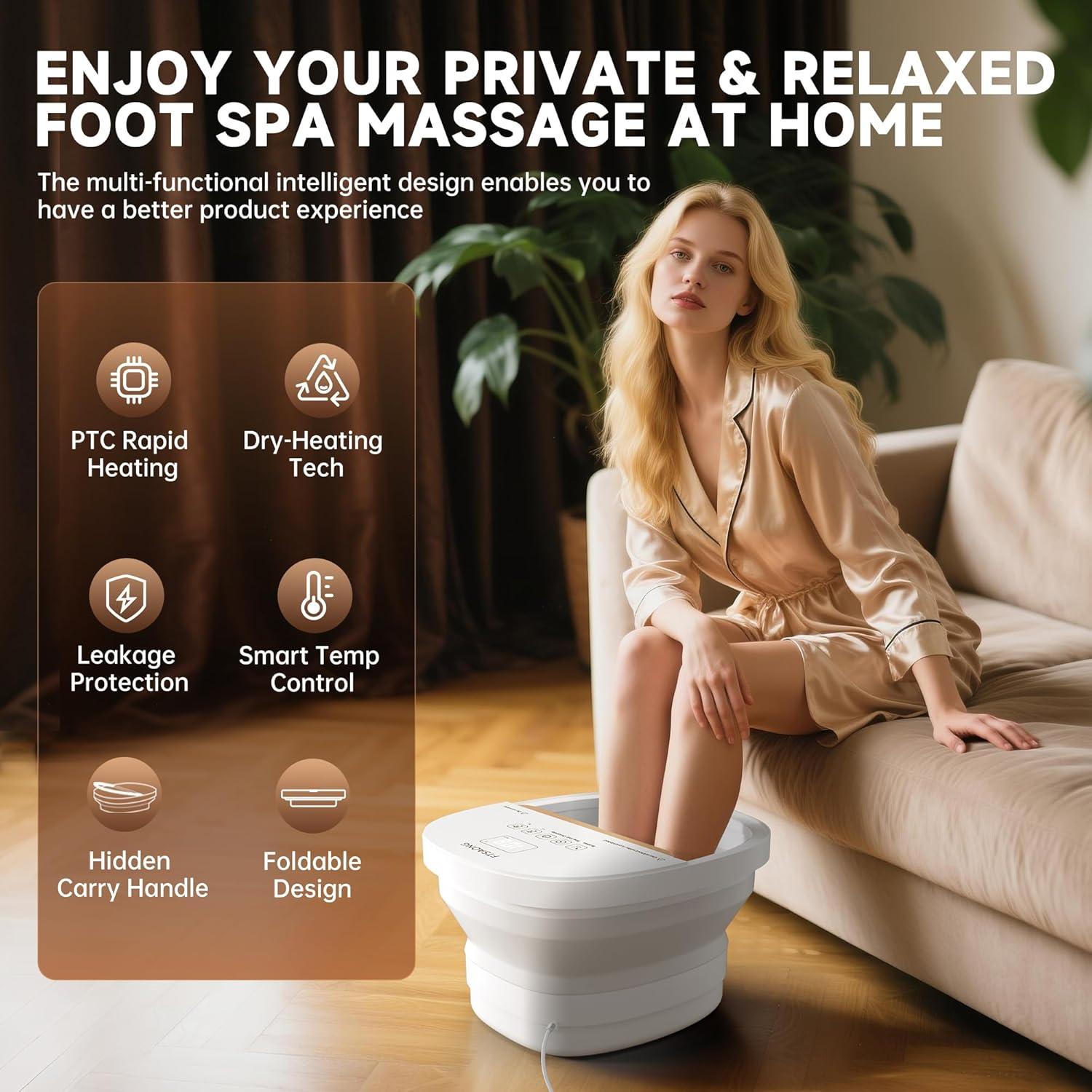 Masajeador de pies colapsable FTSAONG con calor y burbujas