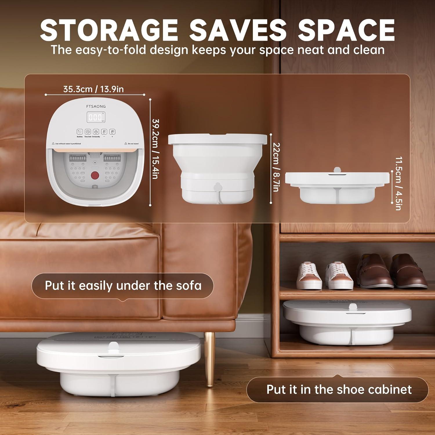 Masajeador de pies colapsable FTSAONG con calor y burbujas