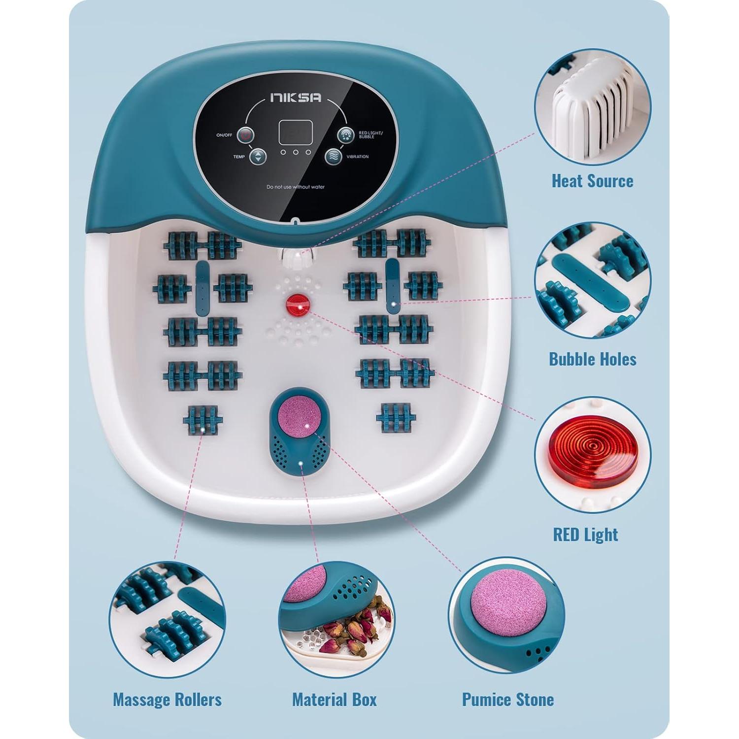 Masajeador de pies NIKSA con spa, calor y burbujas 40 cm