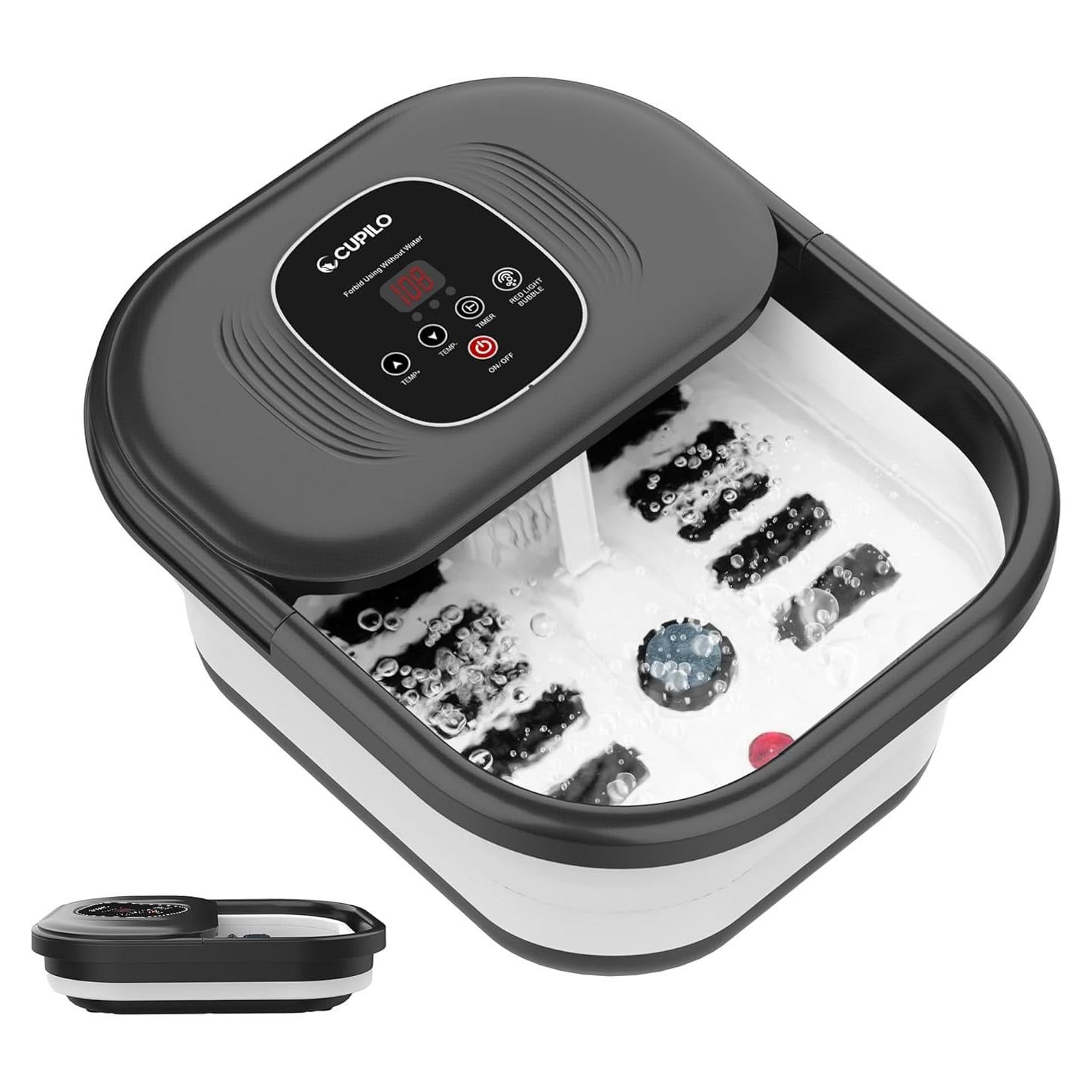 Masajeador de pies CuPiLo con calor y burbujas, plegable