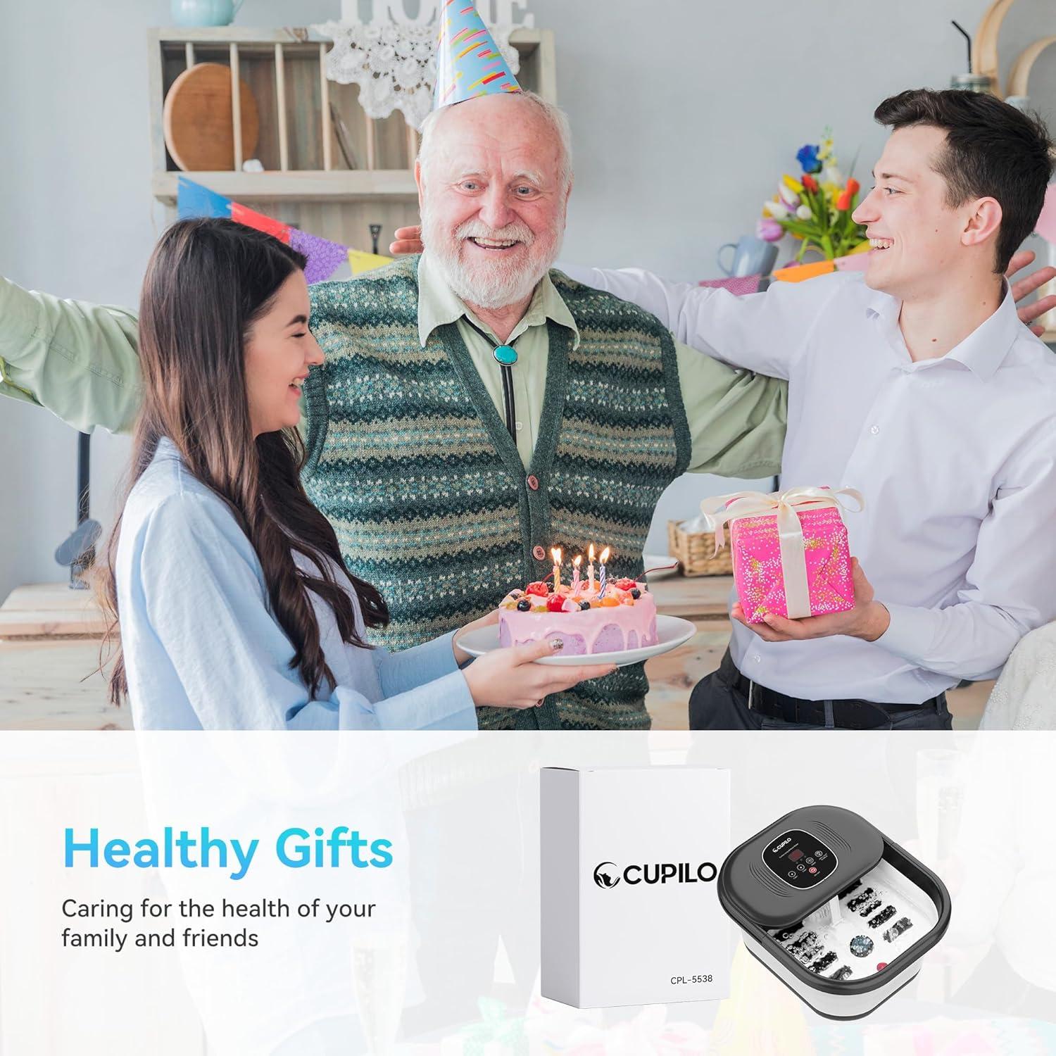 Masajeador de pies CuPiLo con calor y burbujas, plegable