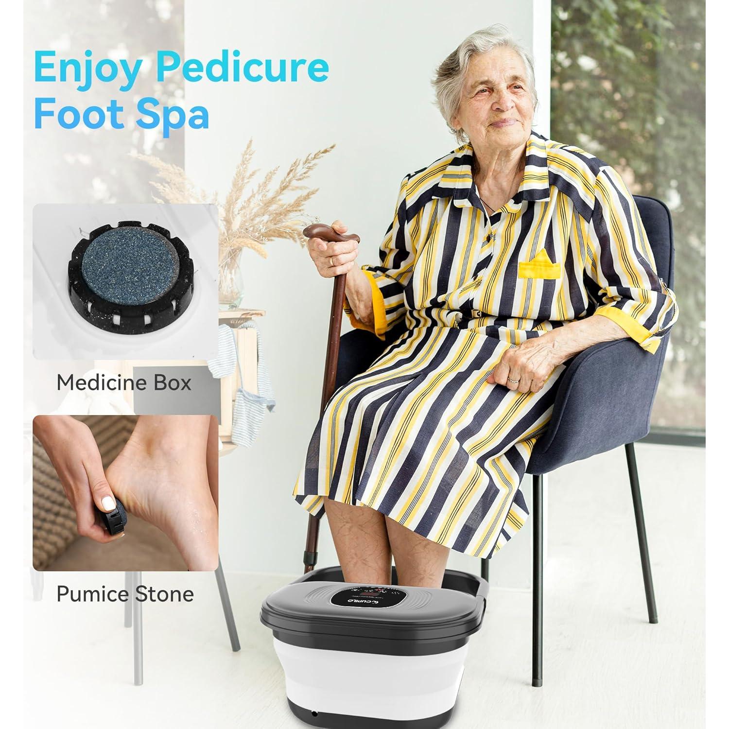 Masajeador de pies CuPiLo con calor y burbujas, plegable