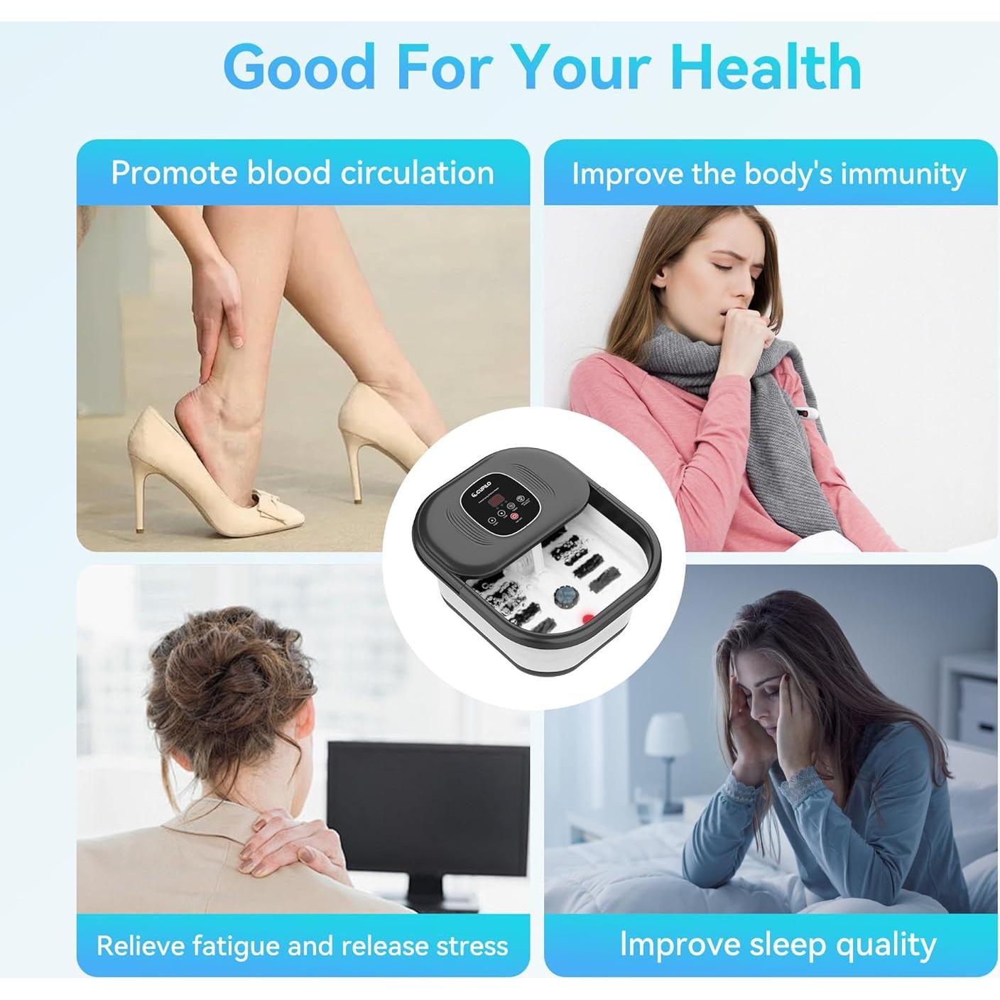 Masajeador de pies CuPiLo con calor y burbujas, plegable