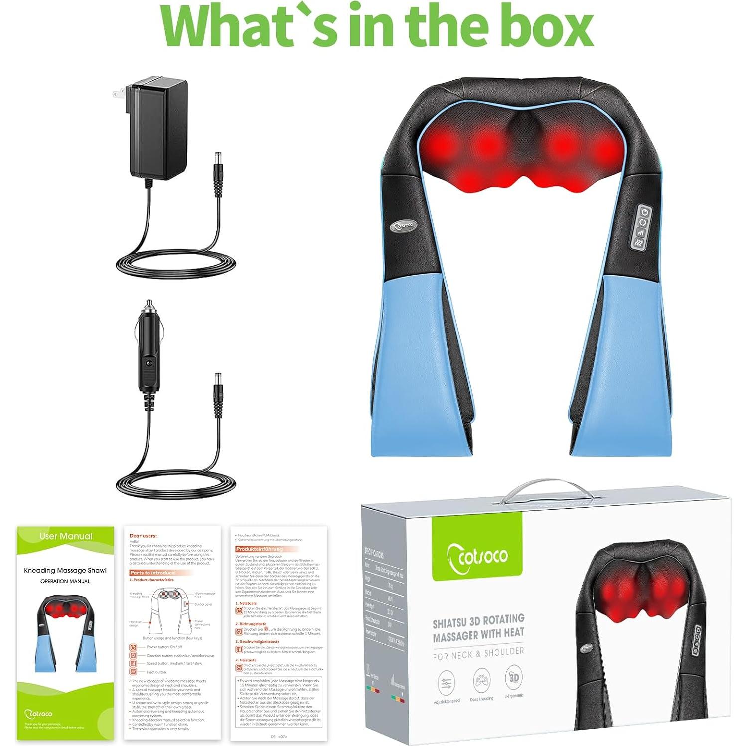 Masajeador de Cuello Cotsoco Shiatsu con Calor 3D Azul