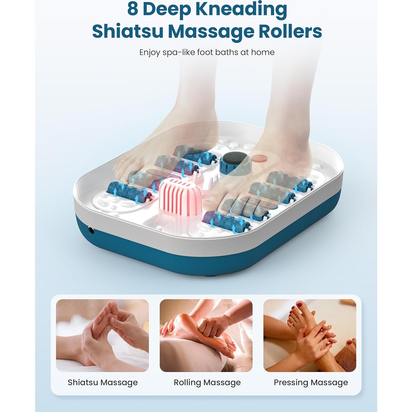 Masajeador de pies COMFIER con calor y burbujas, azul