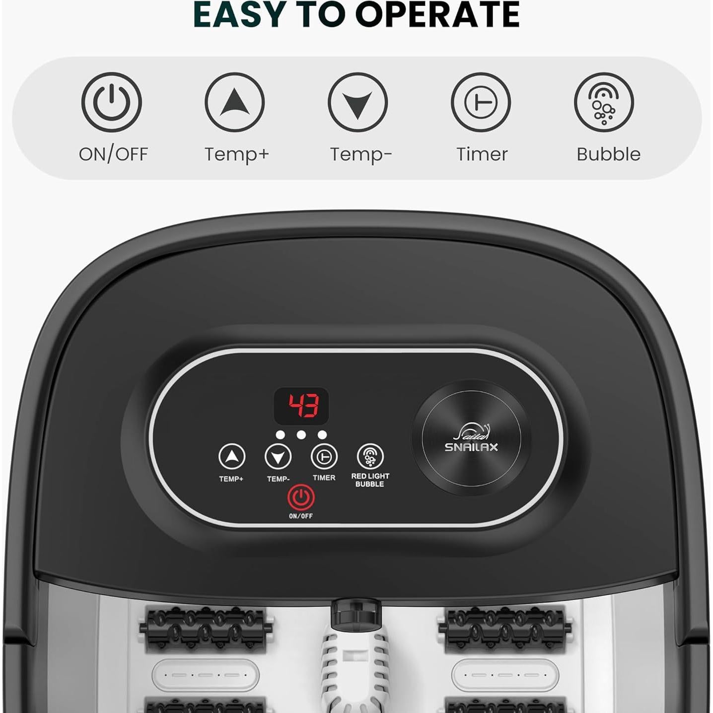 Spa de pies Snailax SL-5406 con calor y masaje 34.5x11.5cm