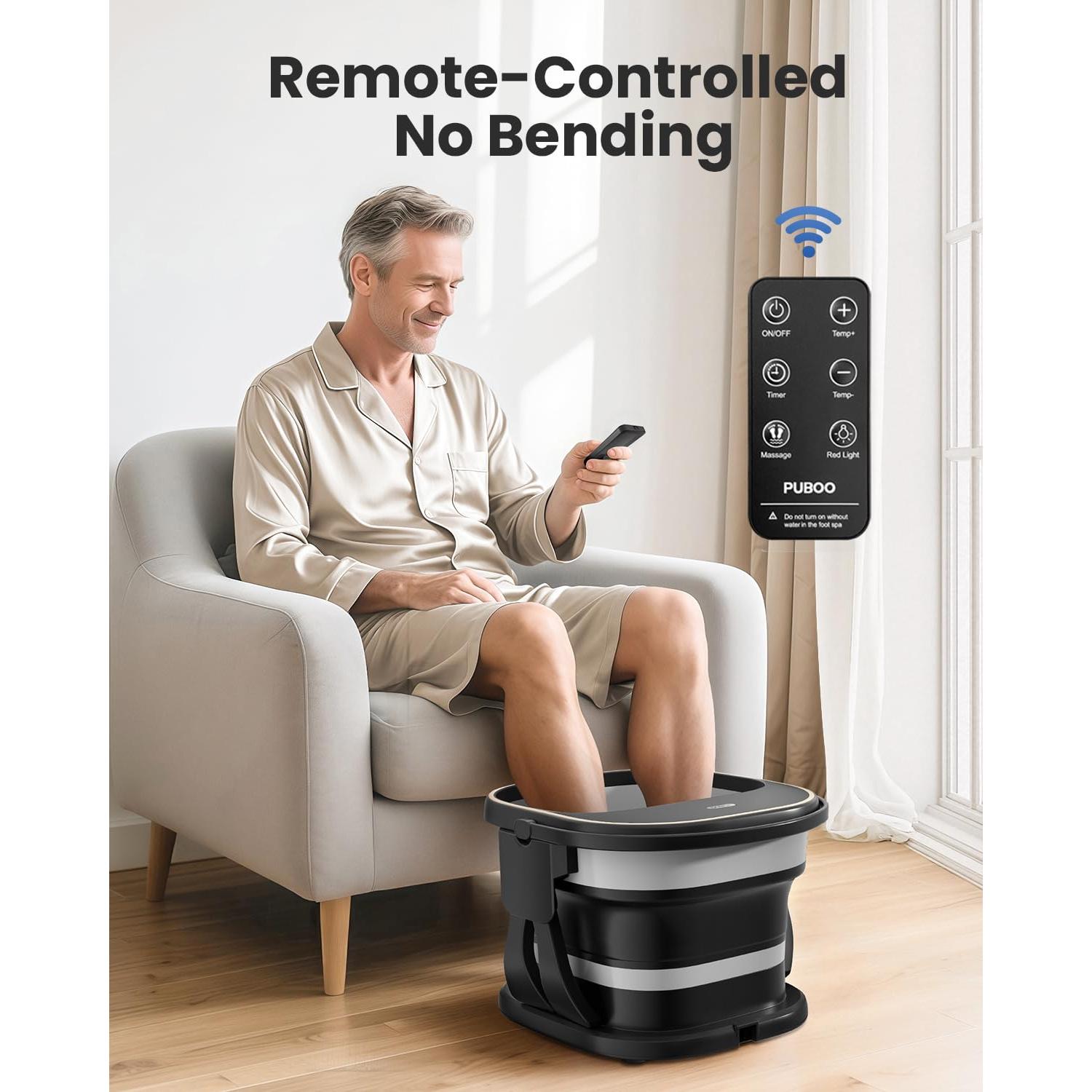 Spa de pies colapsable Puboo con calor y control remoto