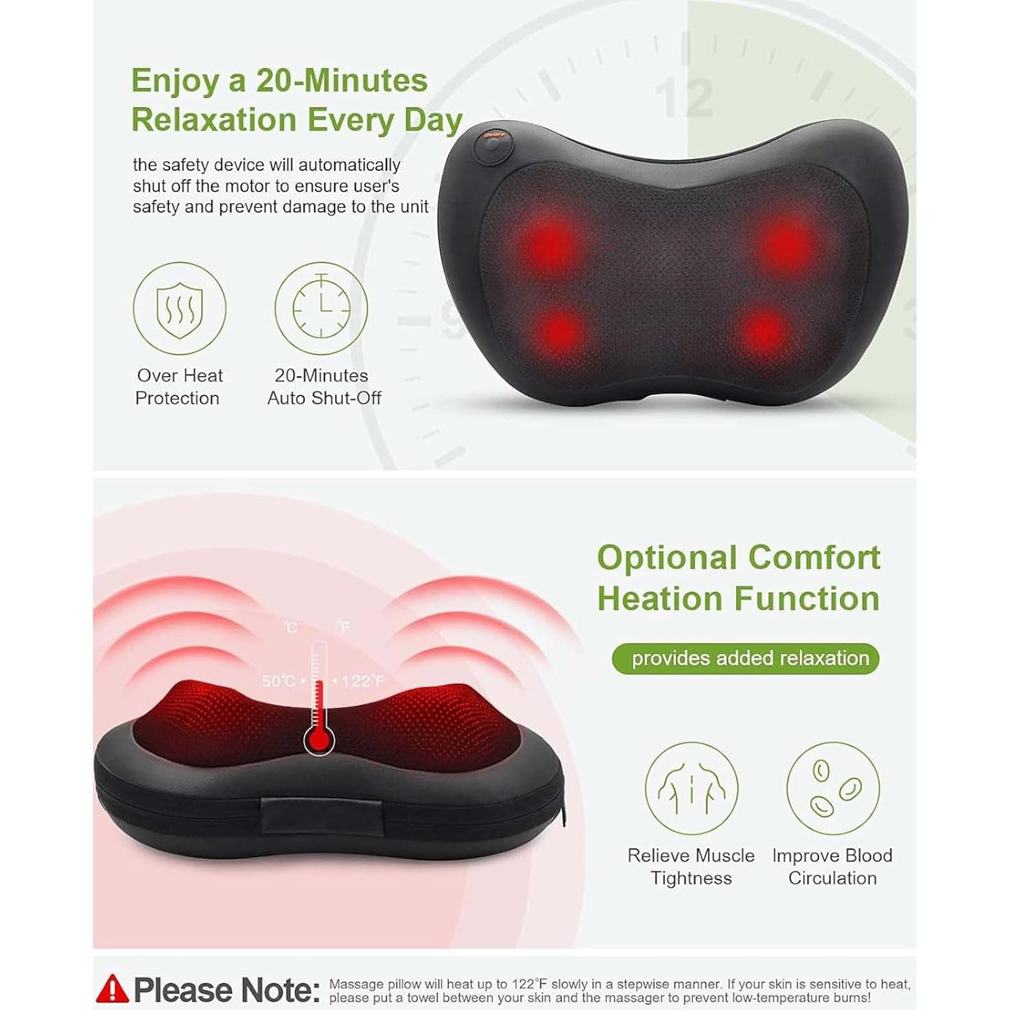 Cojín Masajeador Shiatsu UGift con Calor y Control Remoto